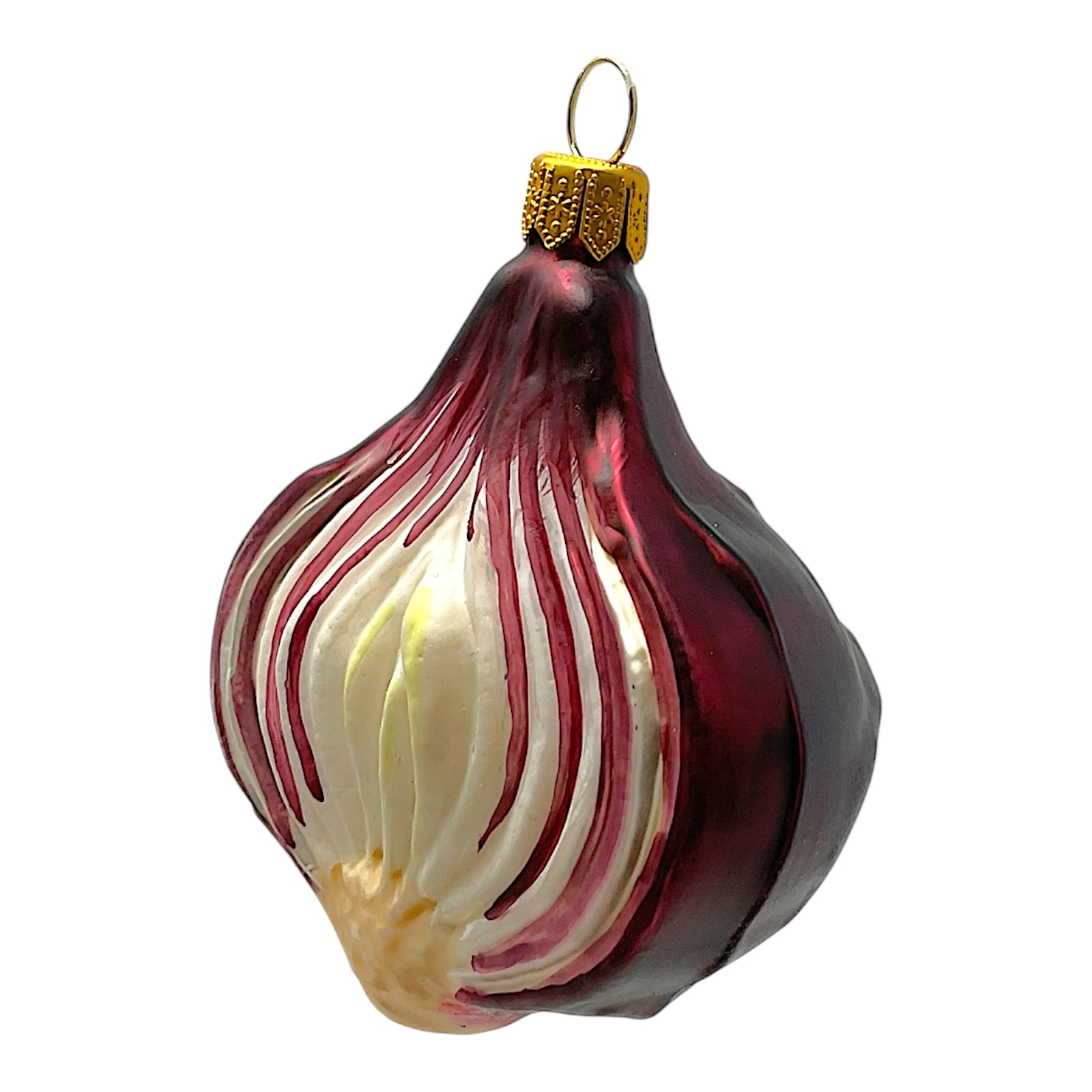 Pinnacle Peak Trading Company Red Onion Vegetable Polish Blown Glass Christmas Ornament Set of 2 Decorations