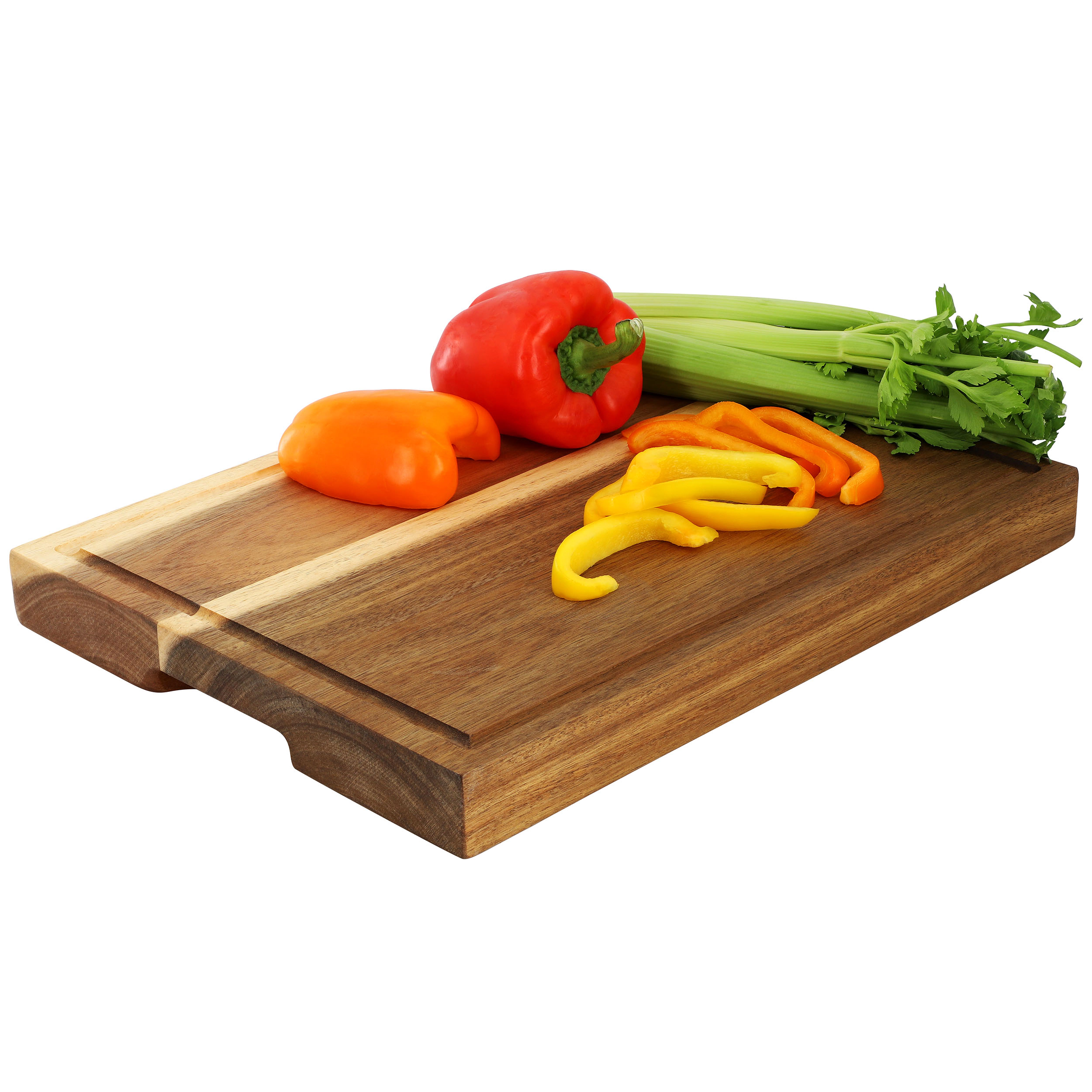 MegaChef 15.5 x 12 Inch Acacia Wood 1.5 Inch Thick Carving and Cutting Serving Butcher Board with Juice Groove