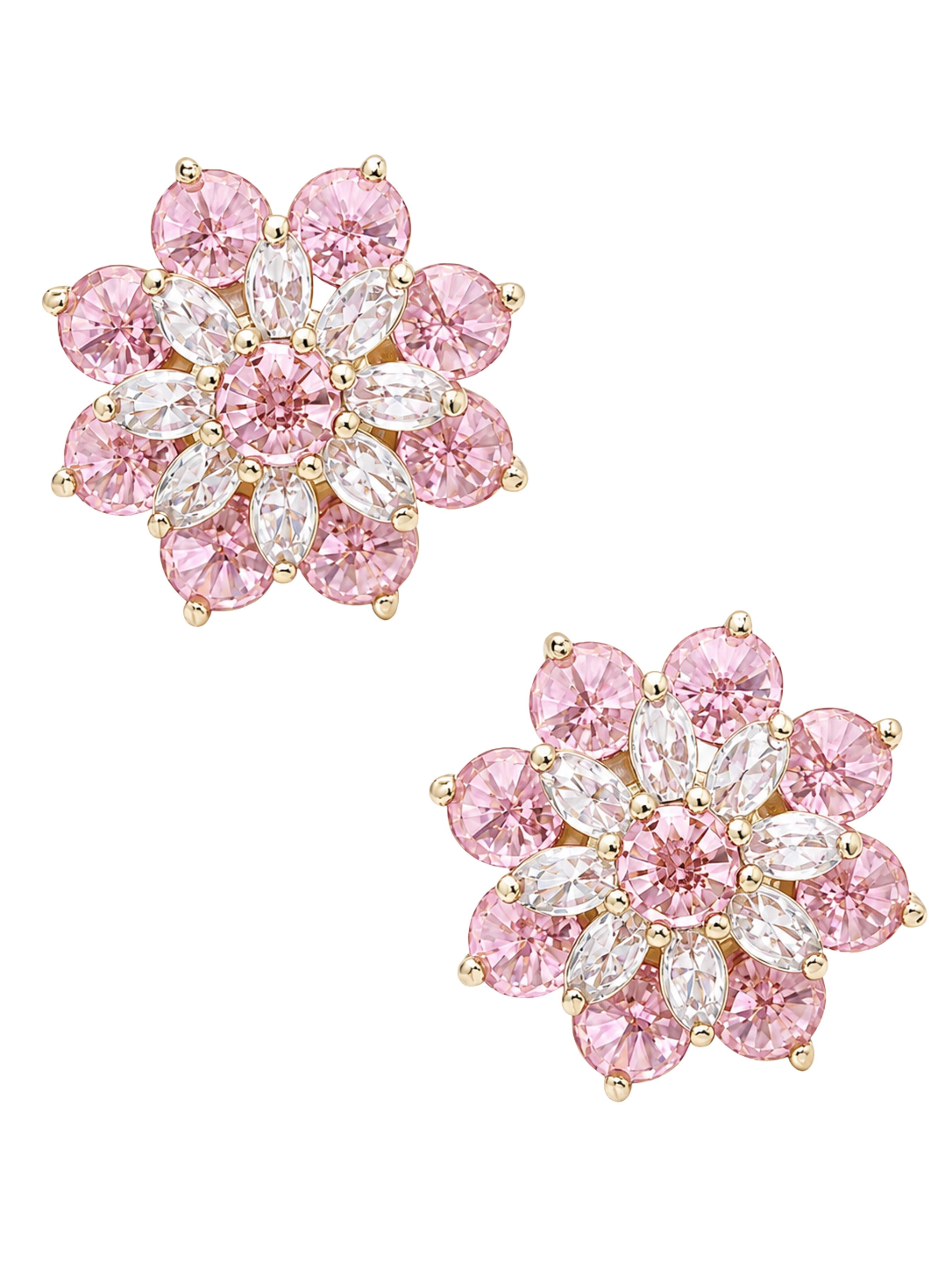 AGP PARIS Womens Crystal Bloom Cluster Stud Earrings