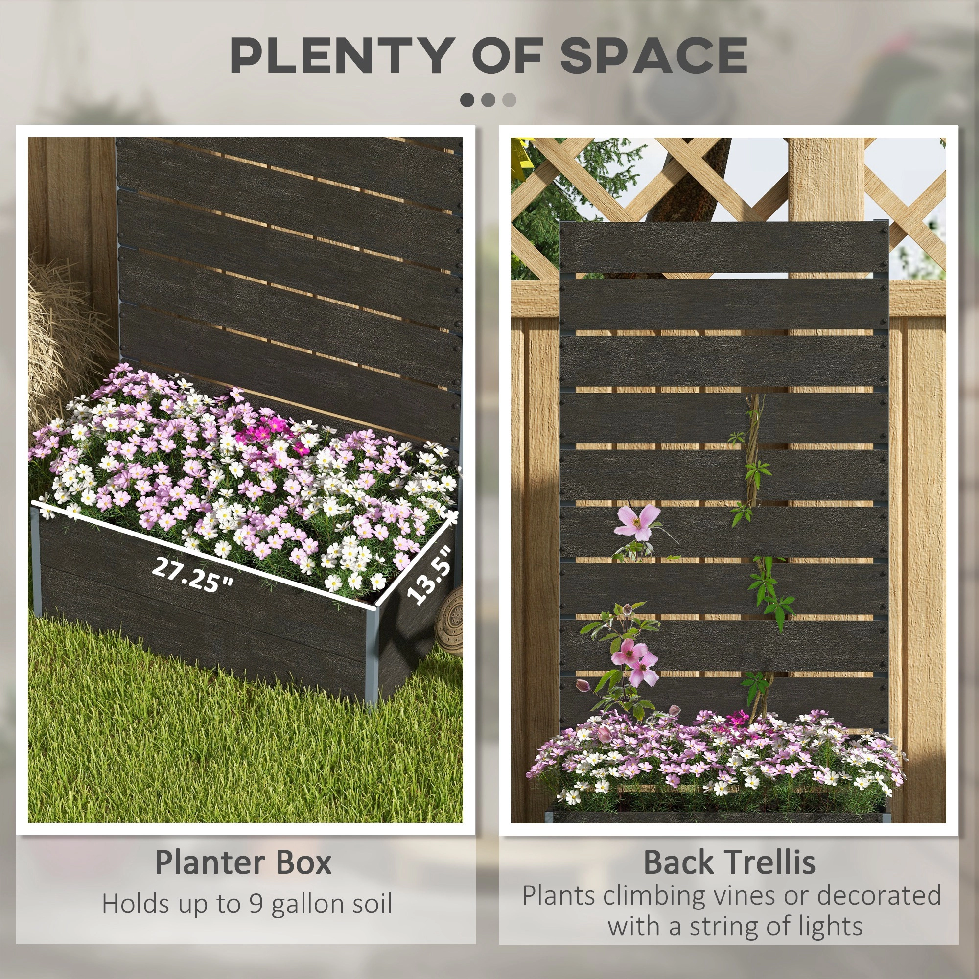 HONGGE Trellis Planter for Climbing Plants, Raised Garden Bed with Trellis, Box Outdoor