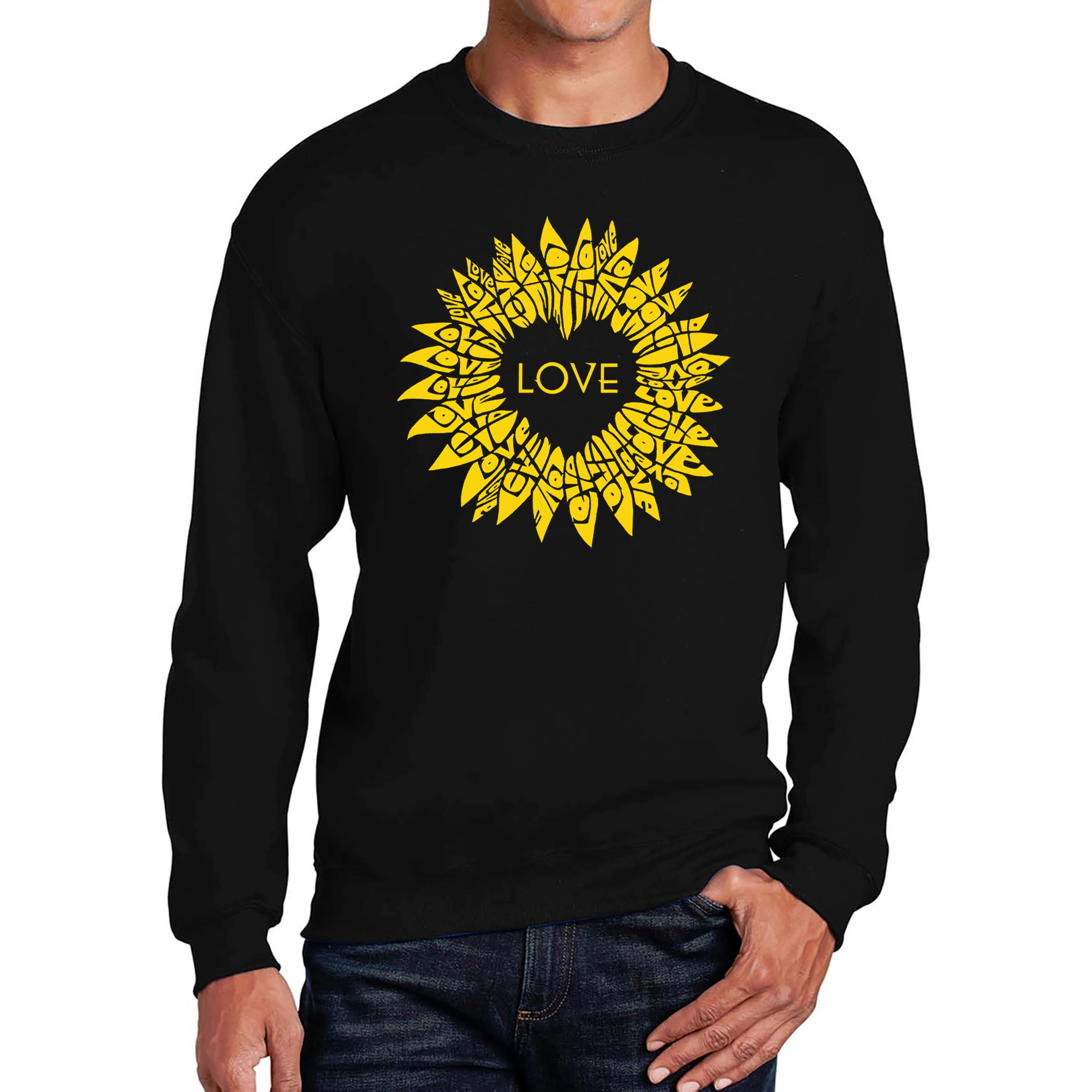 LA Pop Art Sunflower Love - Men's Word Crew Sweatshirt