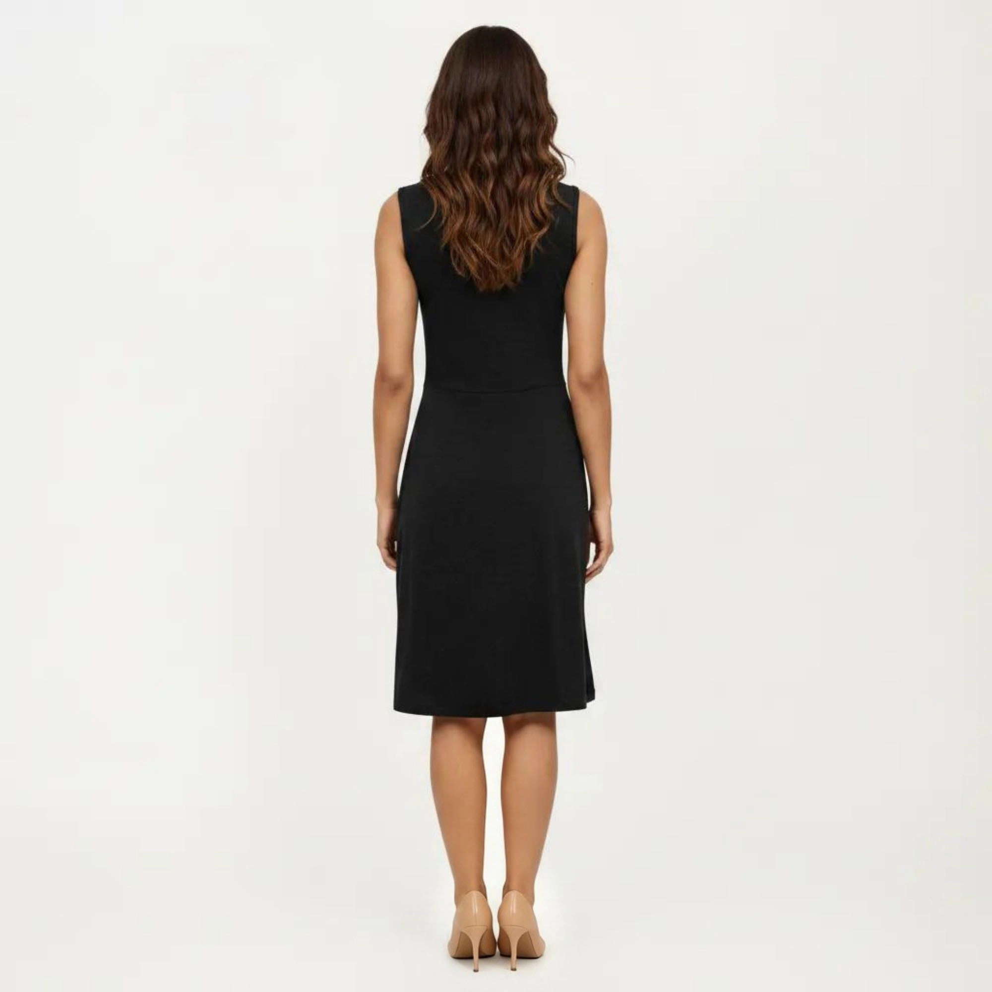 Anna-Kaci Women's Sleeveless V Neck Front Twist Detail Flowy A Line Silhouette Midi Dress