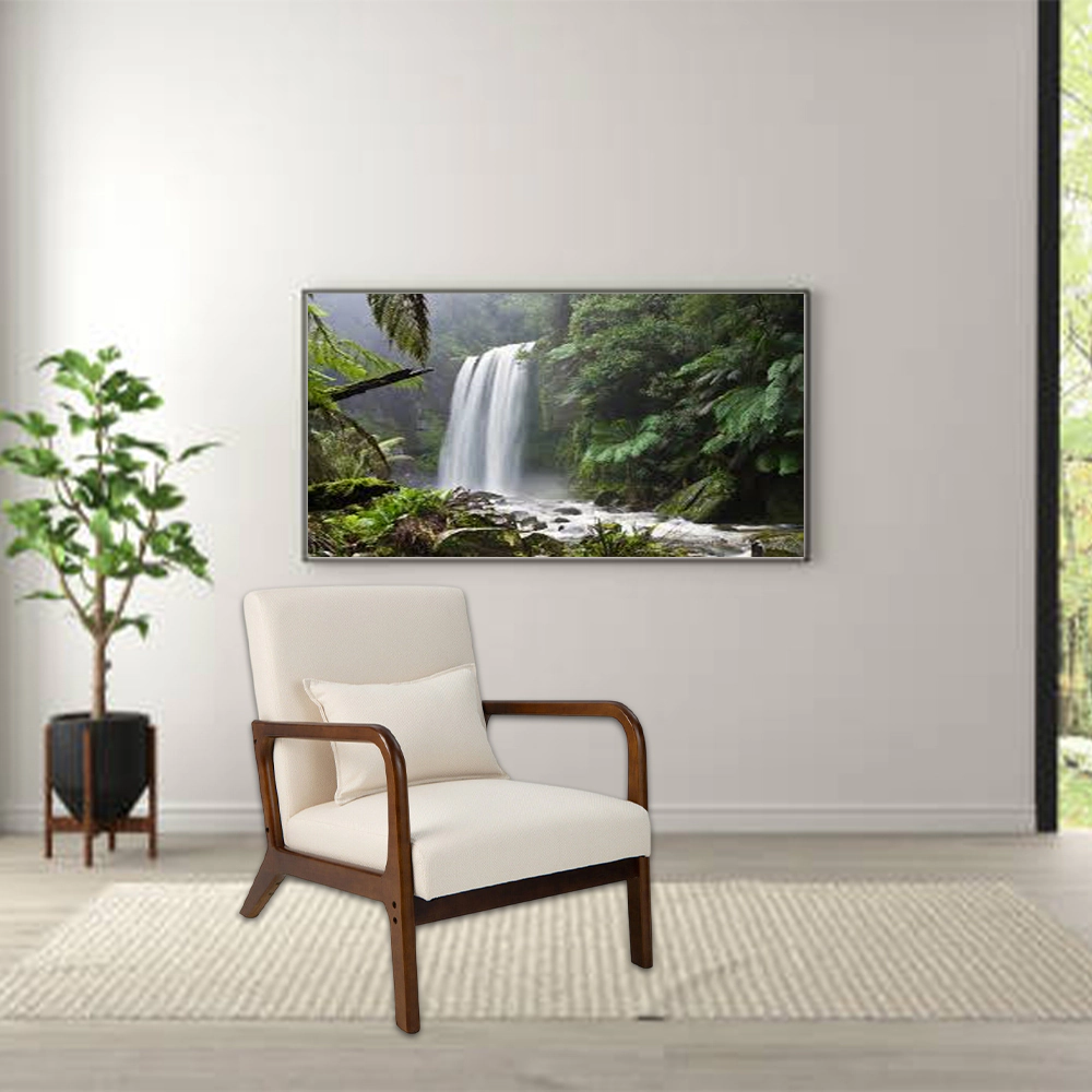 Hivvago Contemporary Rubberwood Accent Chair with Supportive Lumbar Cushion
