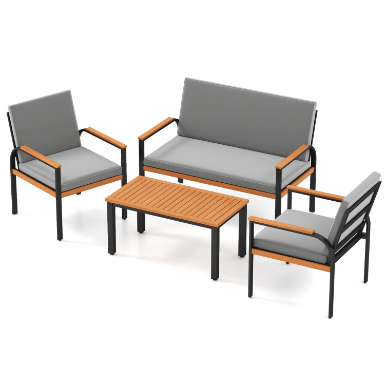 Hivvago 4 Piece Patio Furniture Set With Coffee Table And Loveseat With Removable Cushions