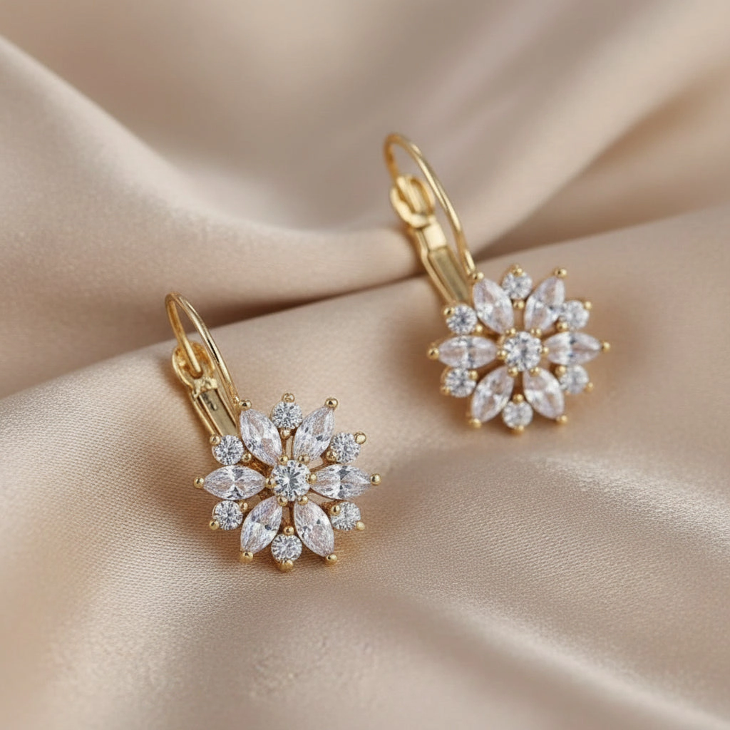 DressAtR Women's Sunflower 24K Gold Plated Earrings