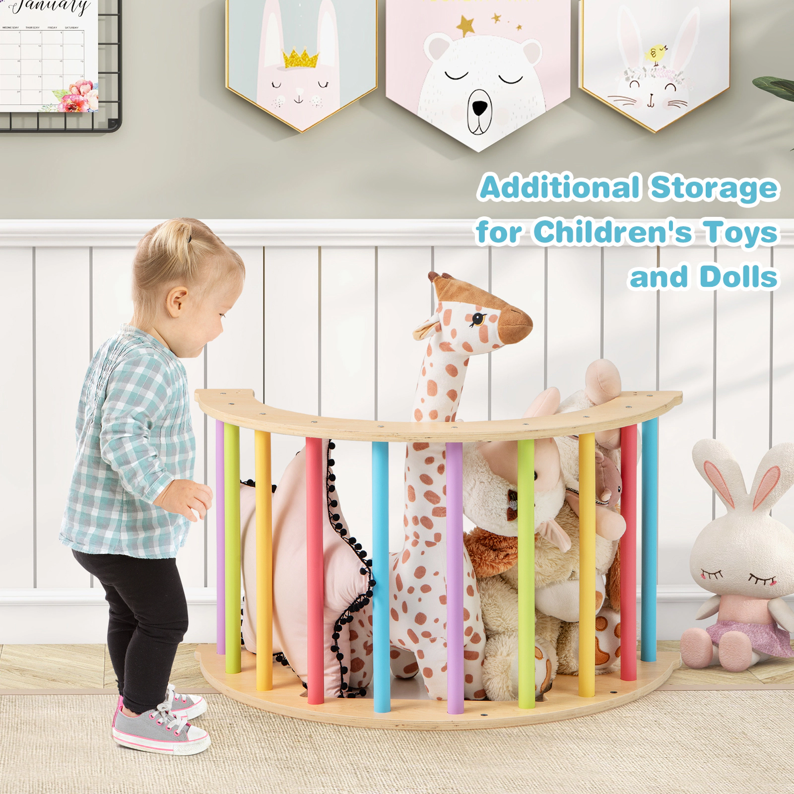 LJG 6 1 Kids Climbing Arch Playset with Removable Cushion and Stoppers