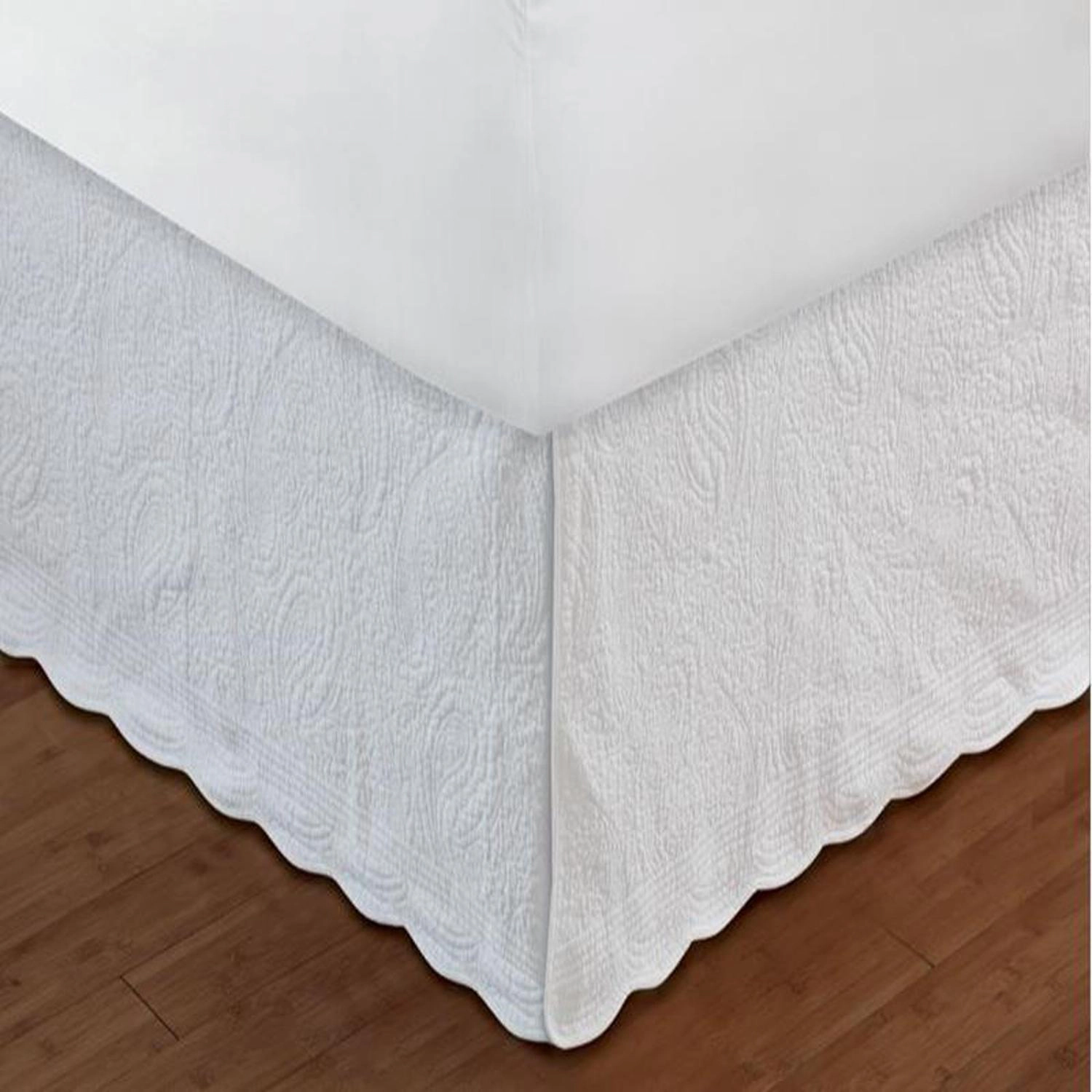Greenland Home Fashion Paisley Quilted Bed Skirt 18" - Twin 39x75", White