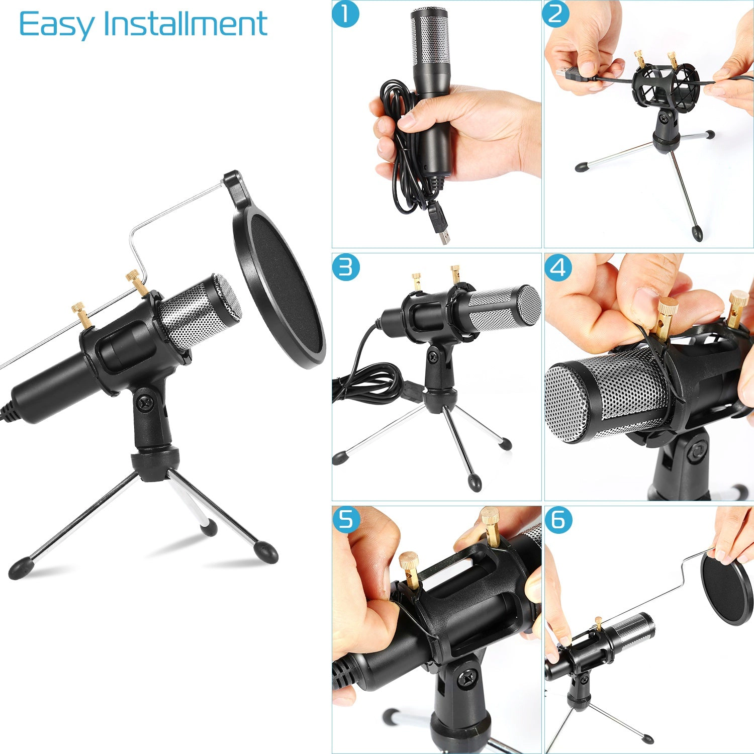 GBruno USB Condenser Microphone With Tripod Stand