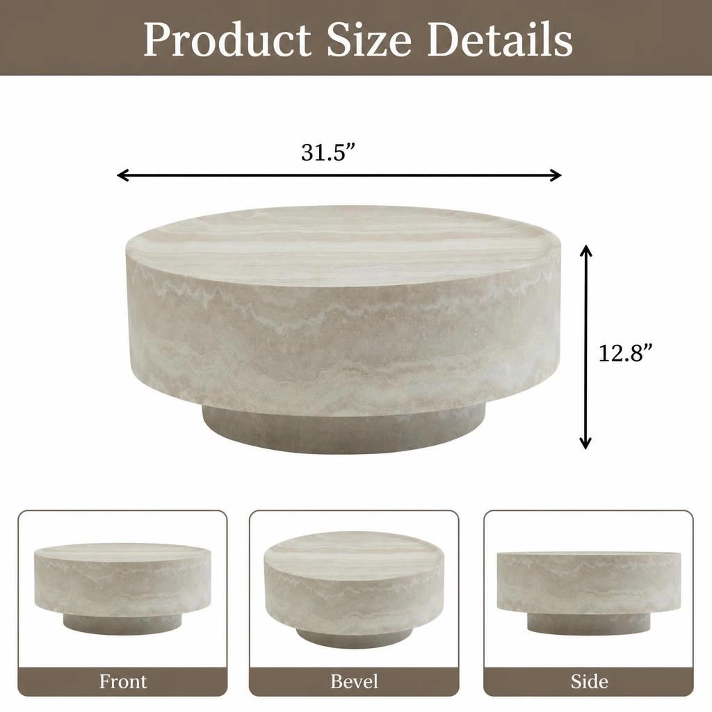 GOODSILO Round Low Height Fiberglass Coffee Table