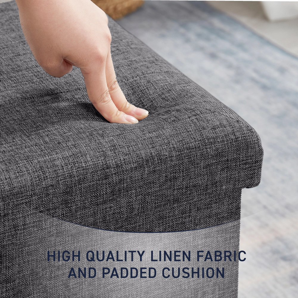 Ornavo Home 15" Collapsible Square Cube Storage Ottoman, Perfect for Dorms, Livingroom and Bedroom