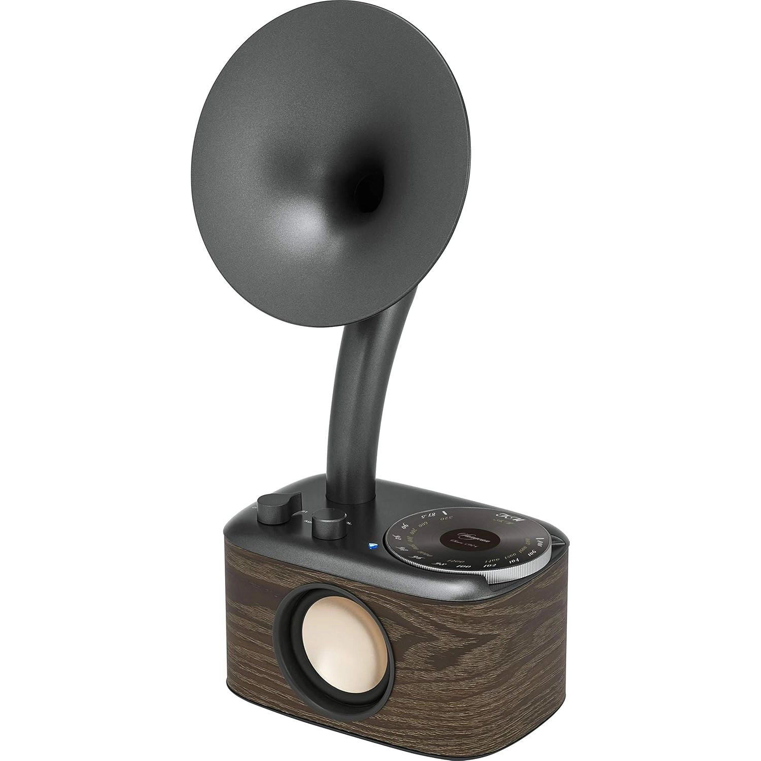 SANGEAN CP-100 Retro Gramophone AM/FM Radio with Bluetooth and AUX, Walnut