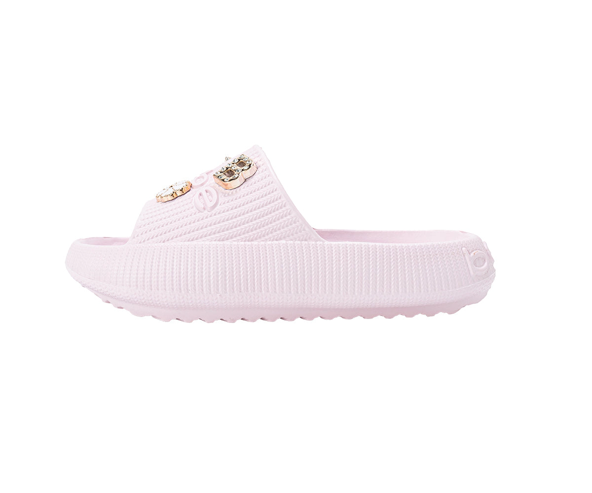bebe Girl's EVA Slide - Lightweight Comfy Sandals with Metal Charms