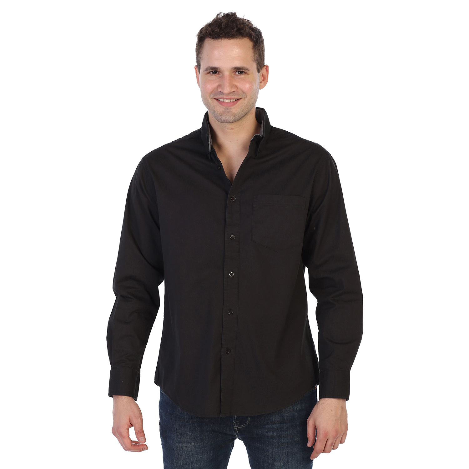 Gioberti Men's 100% Cotton Twill Oxford Shirt with Contrast