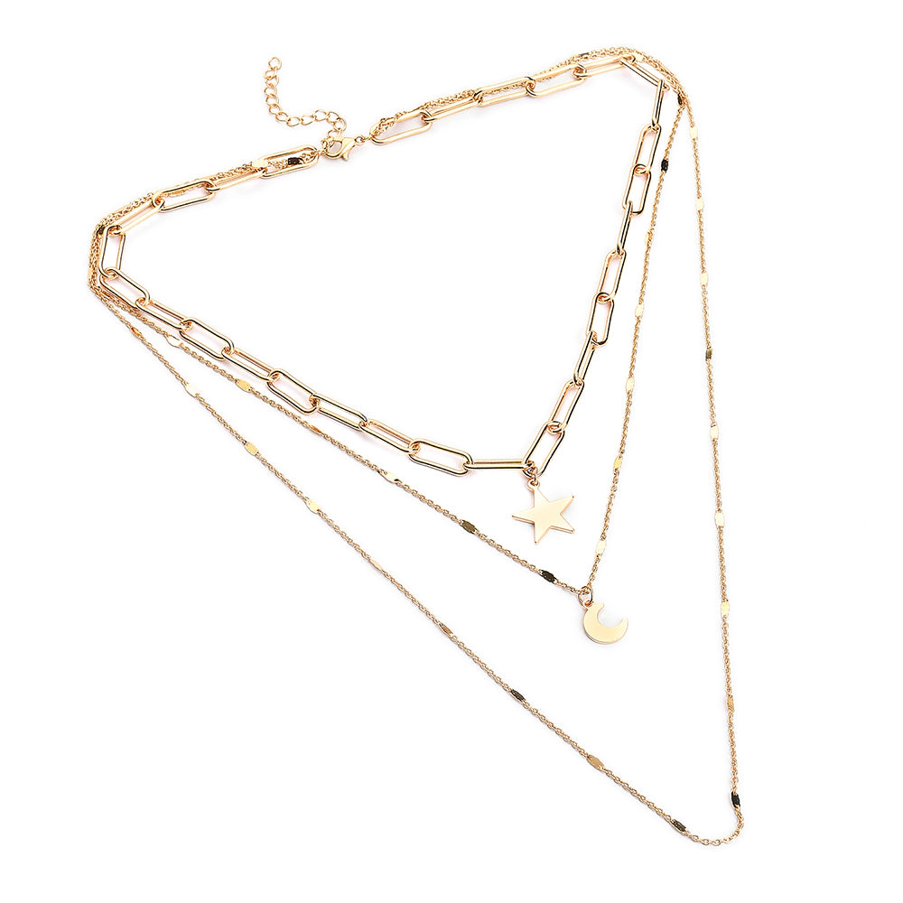 SOHI Women's Gold Everyday Multi-Layer Necklace