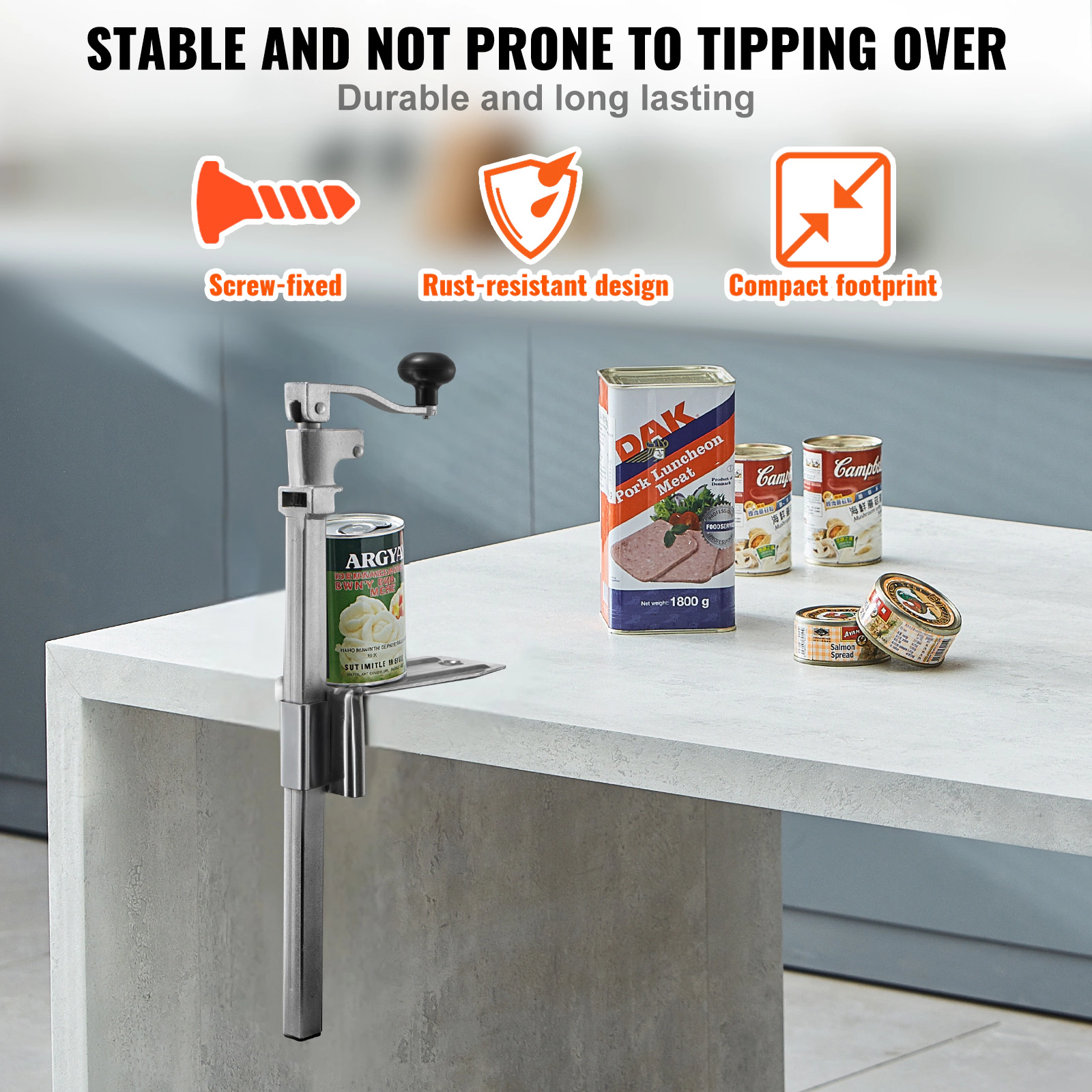 HONGGE Commercial Can Opener Heavy-Duty Manual Tabletop Cans Opener for Cans Height Height-Adjustable Professional Can