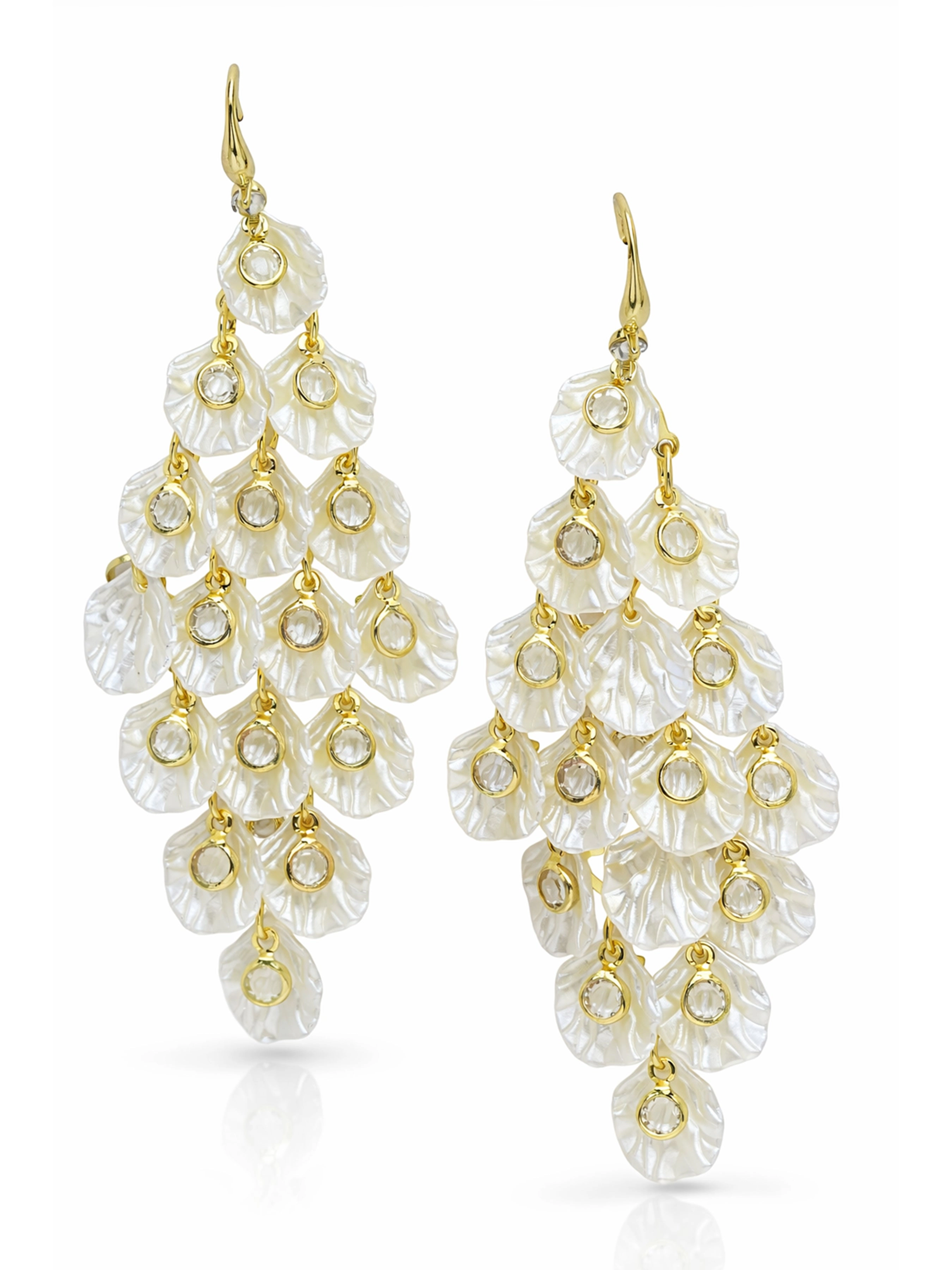 AGP PARIS Womens Petal Cluster Chandelier Earrings