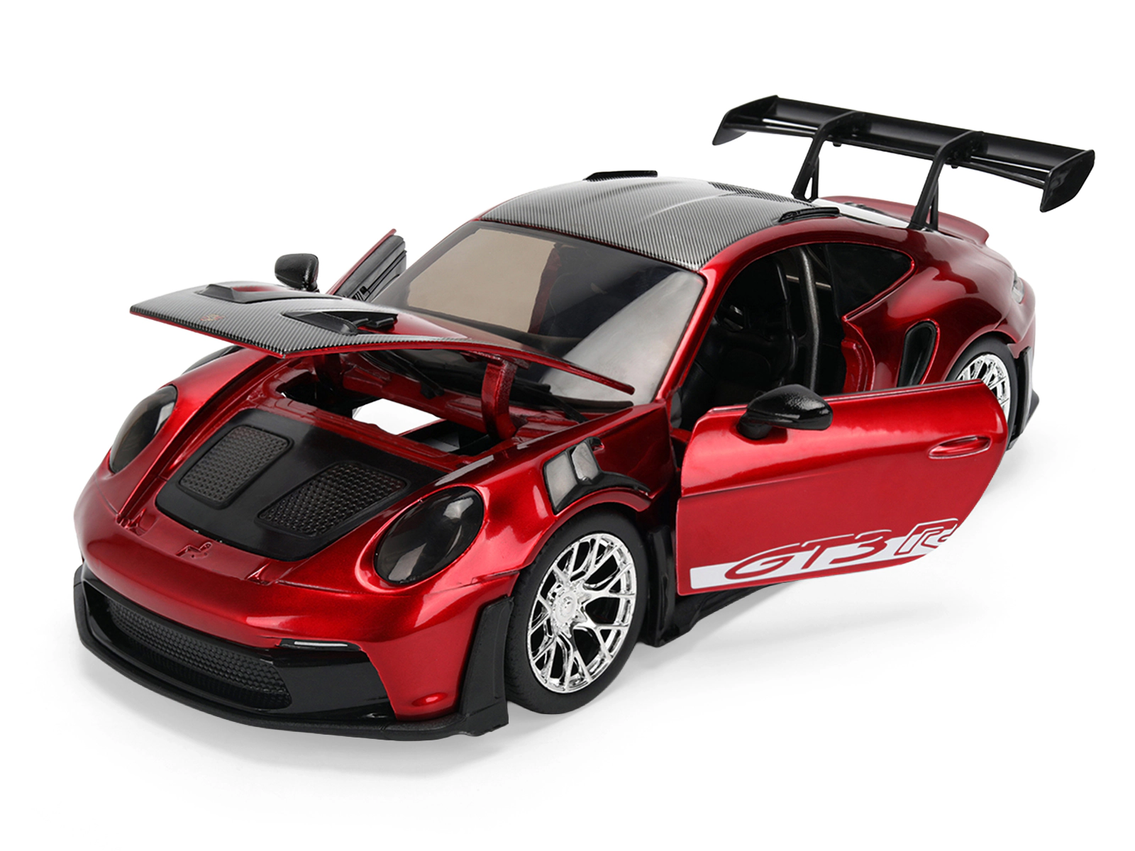 Jada Porsche 911 (992) GT3 RS Red Chrome with Carbon Top and Hood Stripes "Hyper-Spec" Series 1/24 Diecast