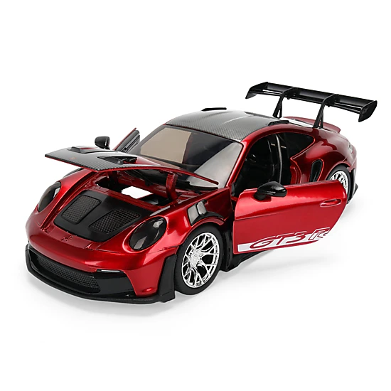 Jada Porsche 911 (992) Gt3 Rs Red Chrome With Carbon Top And Hood Stripes "Hyper-Spec" Series 1/24 Diecast