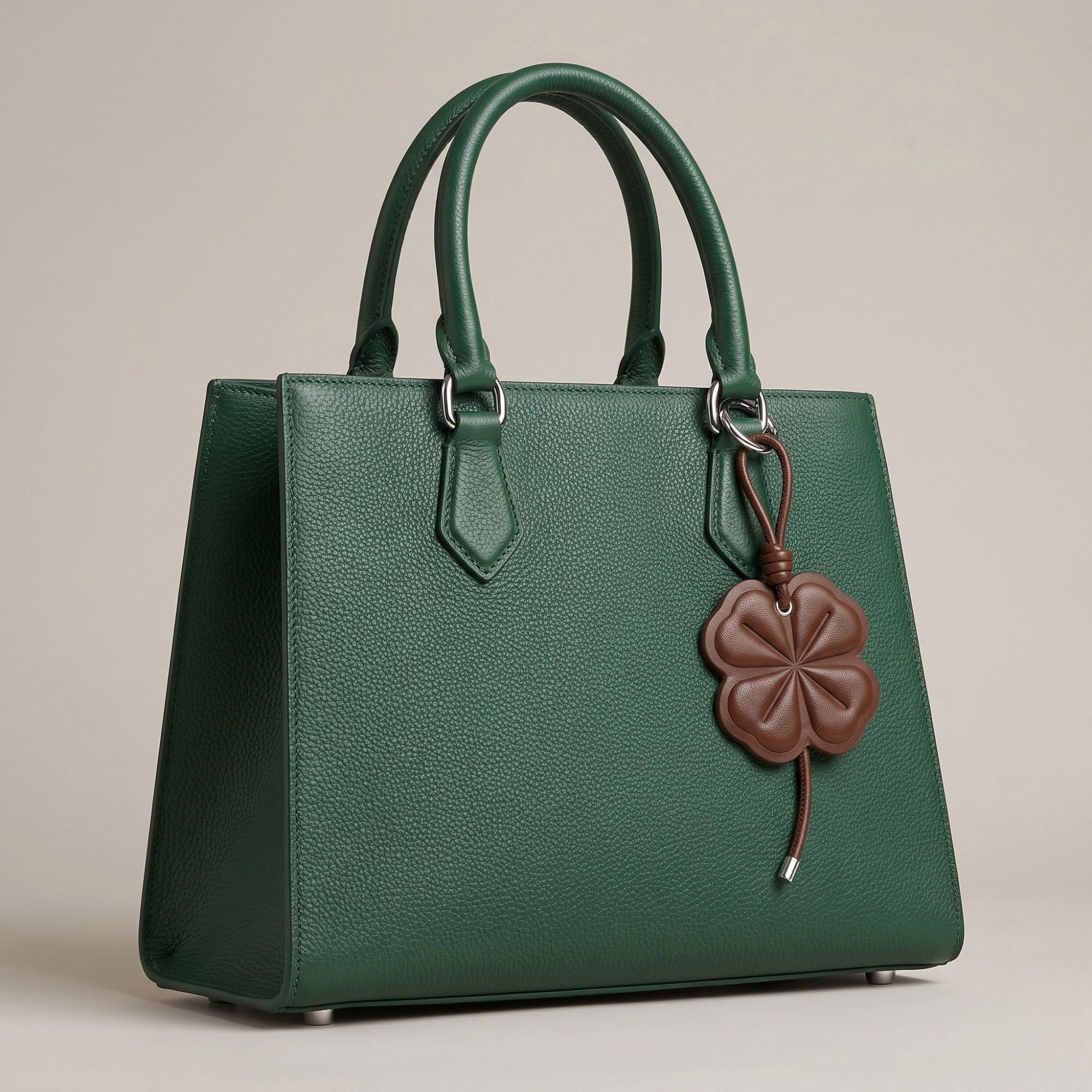 Alilang Women's Four-Leaf Clover Bag Charm with Silver Tone Clip