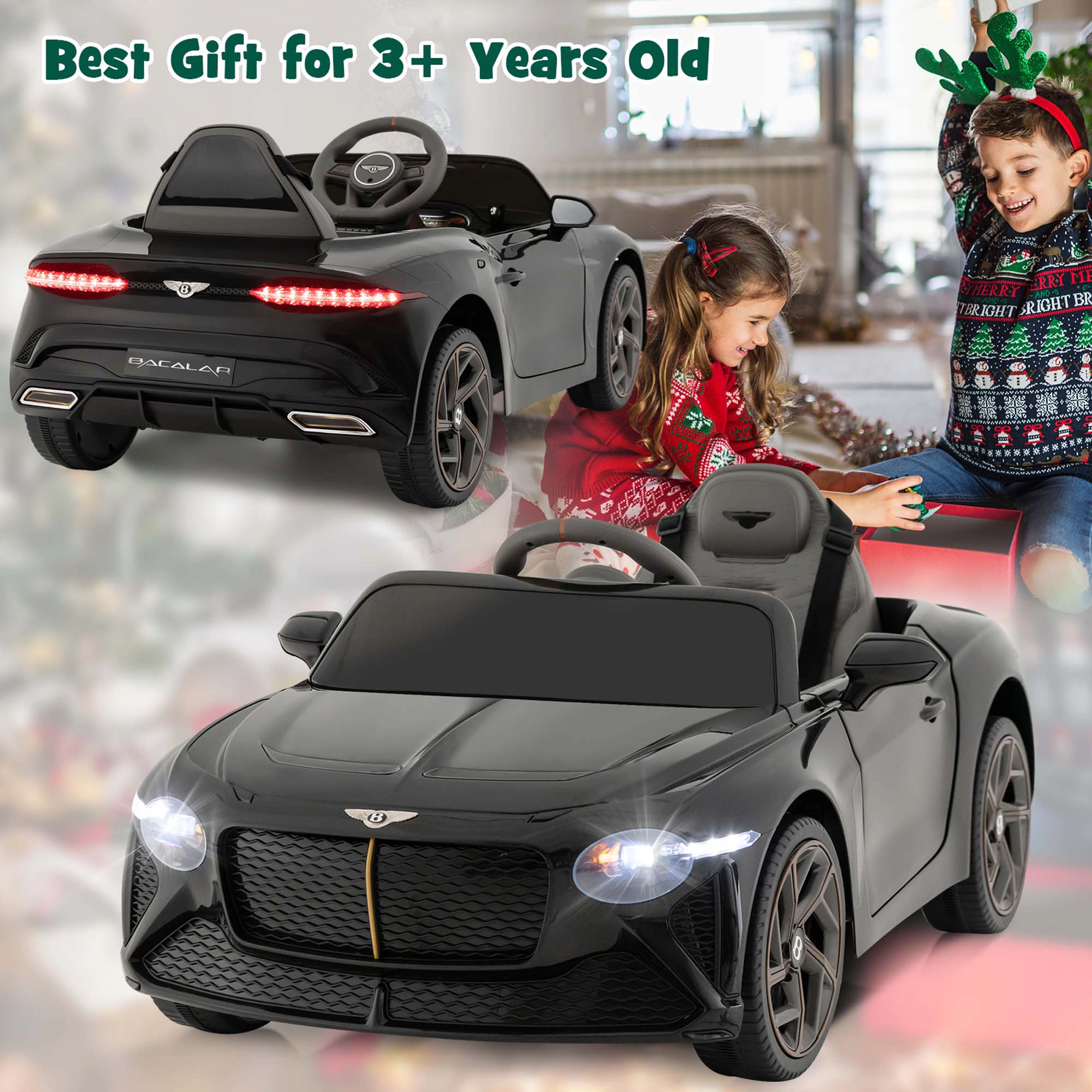 Costway 12V Licensed Bentley Bacalar Kids Electric Ride-on Car with Remote Control White