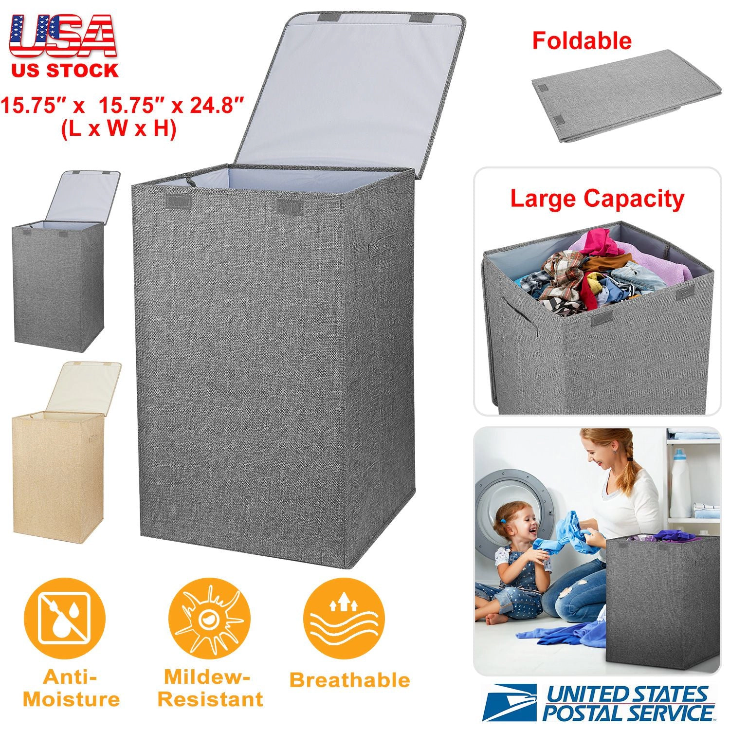 GBruno Foldable Laundry Hamper With Lid And Handles