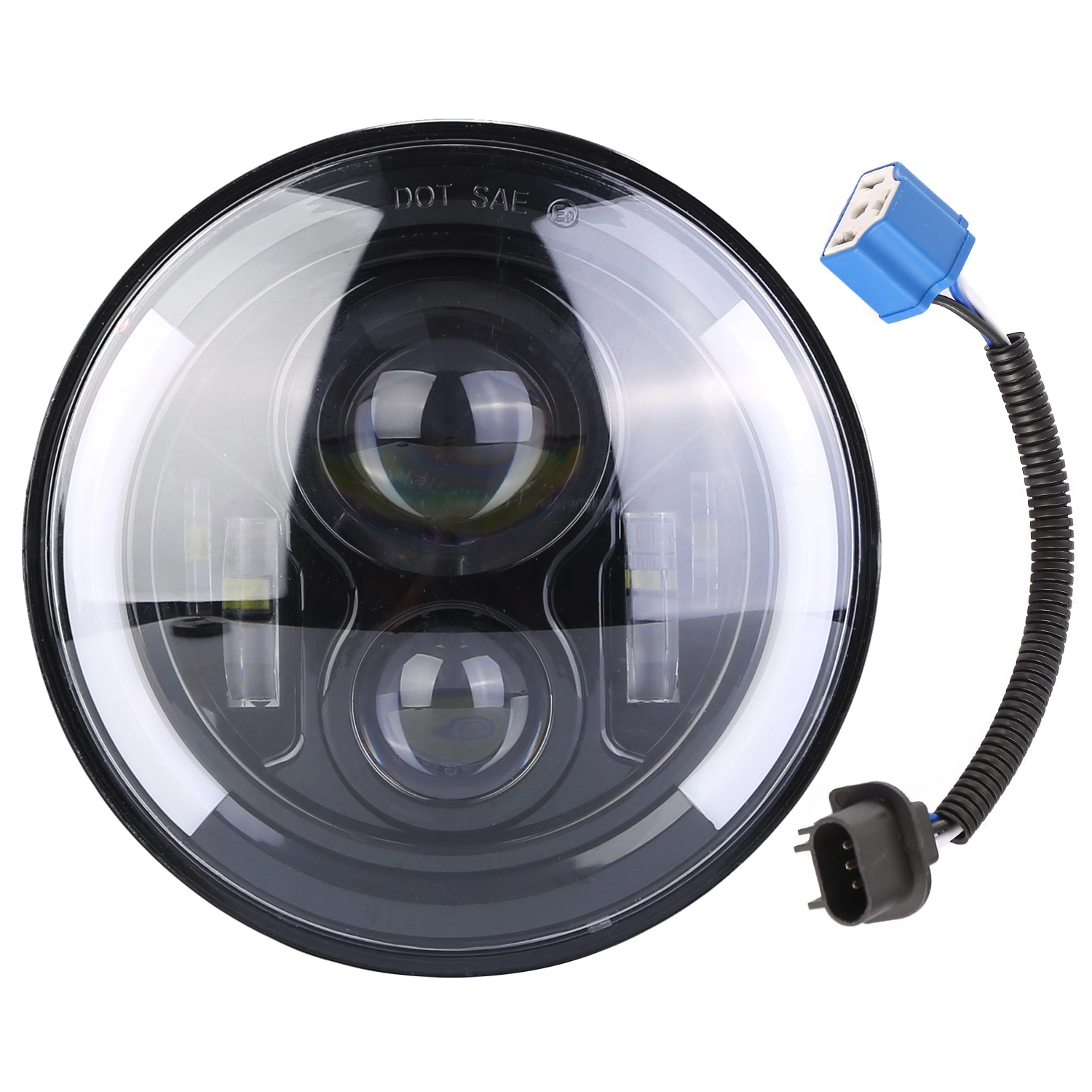 GBruno 7 In 40W Round LED Headlight With Halo DRL