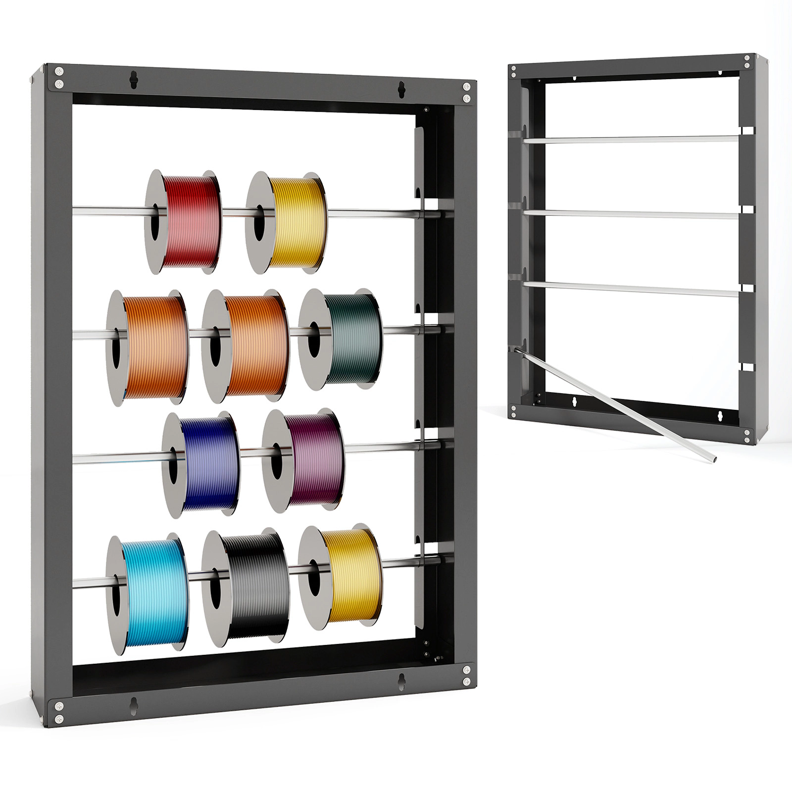SUGIFT 4-Rod 65-lb Per Rod Capacity Wall Mounted Galvanized Metal Wire Spool Rack Cable Caddy Holder