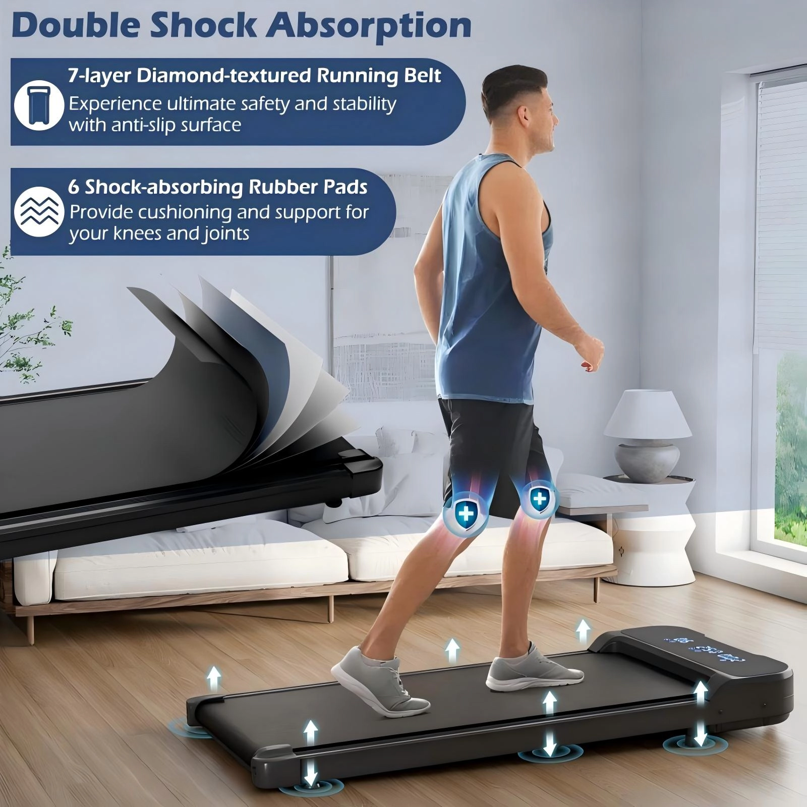SUGIFT 2.5HP Under Desk Walking Treadmill with Remote Control 220-lb Capacity 3 Countdown Modes Black