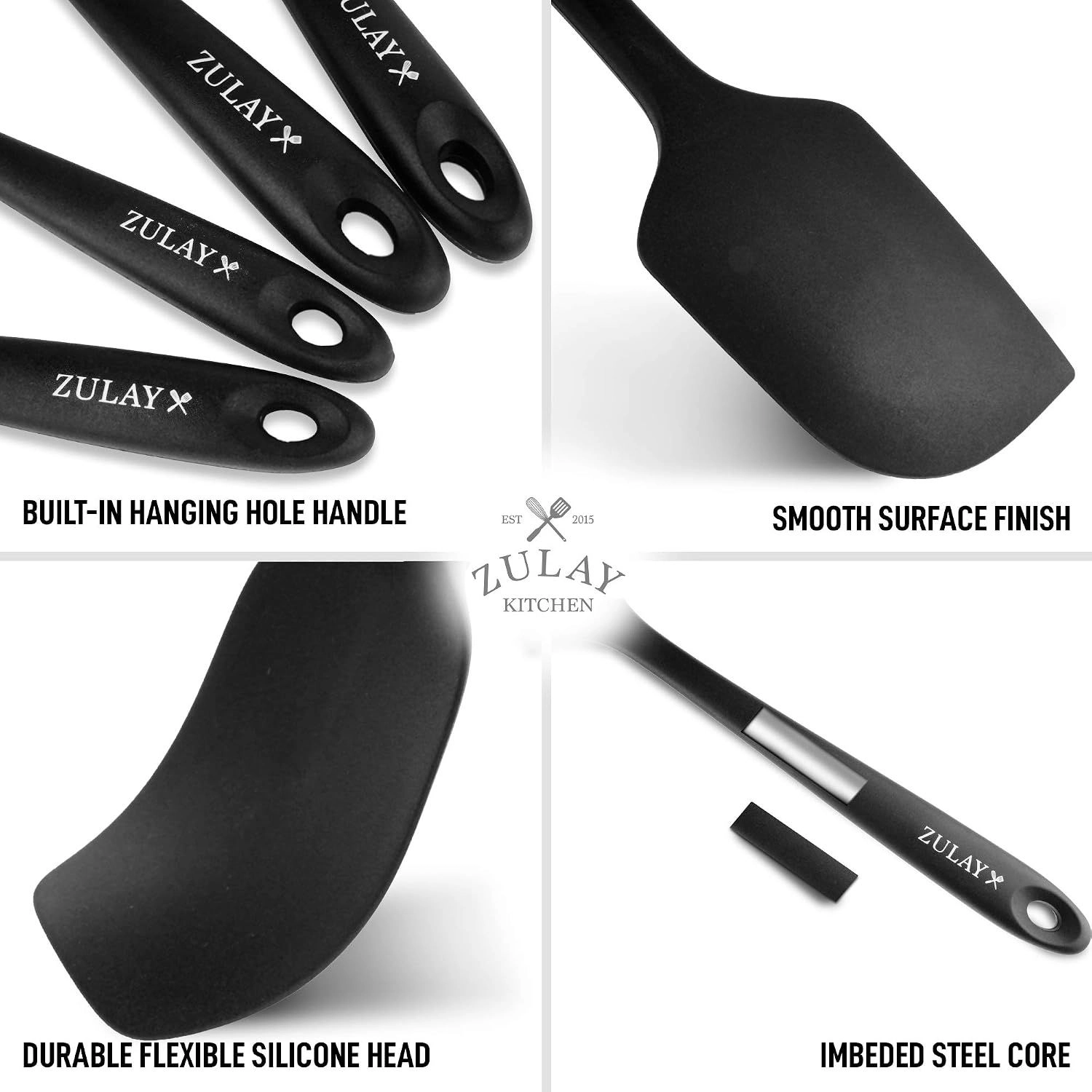 Zulay Kitchen 4pcs Heat Resistant Silicone Spatula Set for Cooking