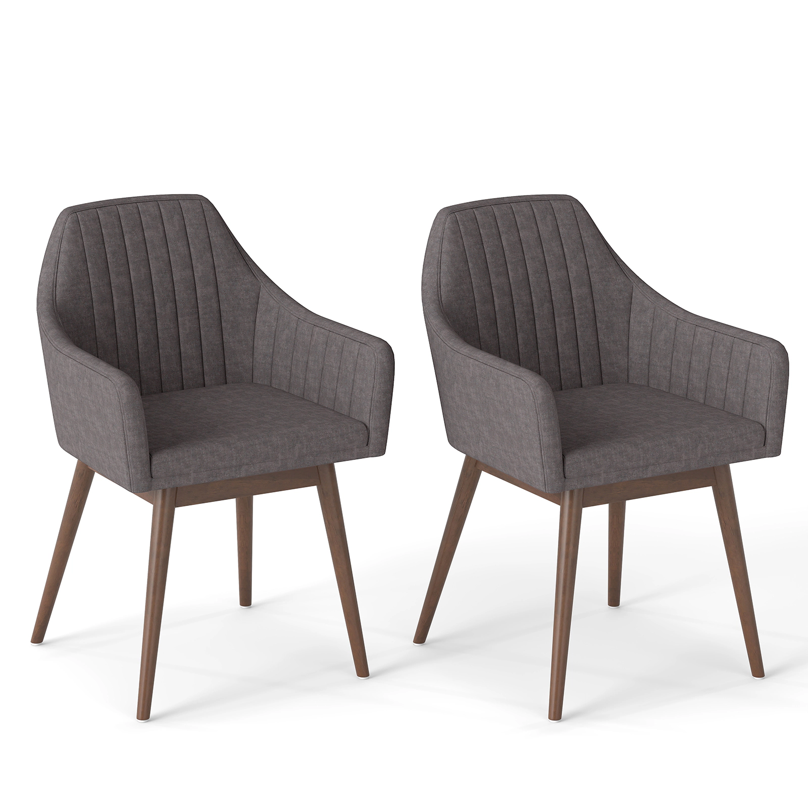 SUGIFT Upholstered Dining Accent Chairs Set of 2 with Padded Backrest and Seat 286-Lb Capacity Dark Gray + Espresso