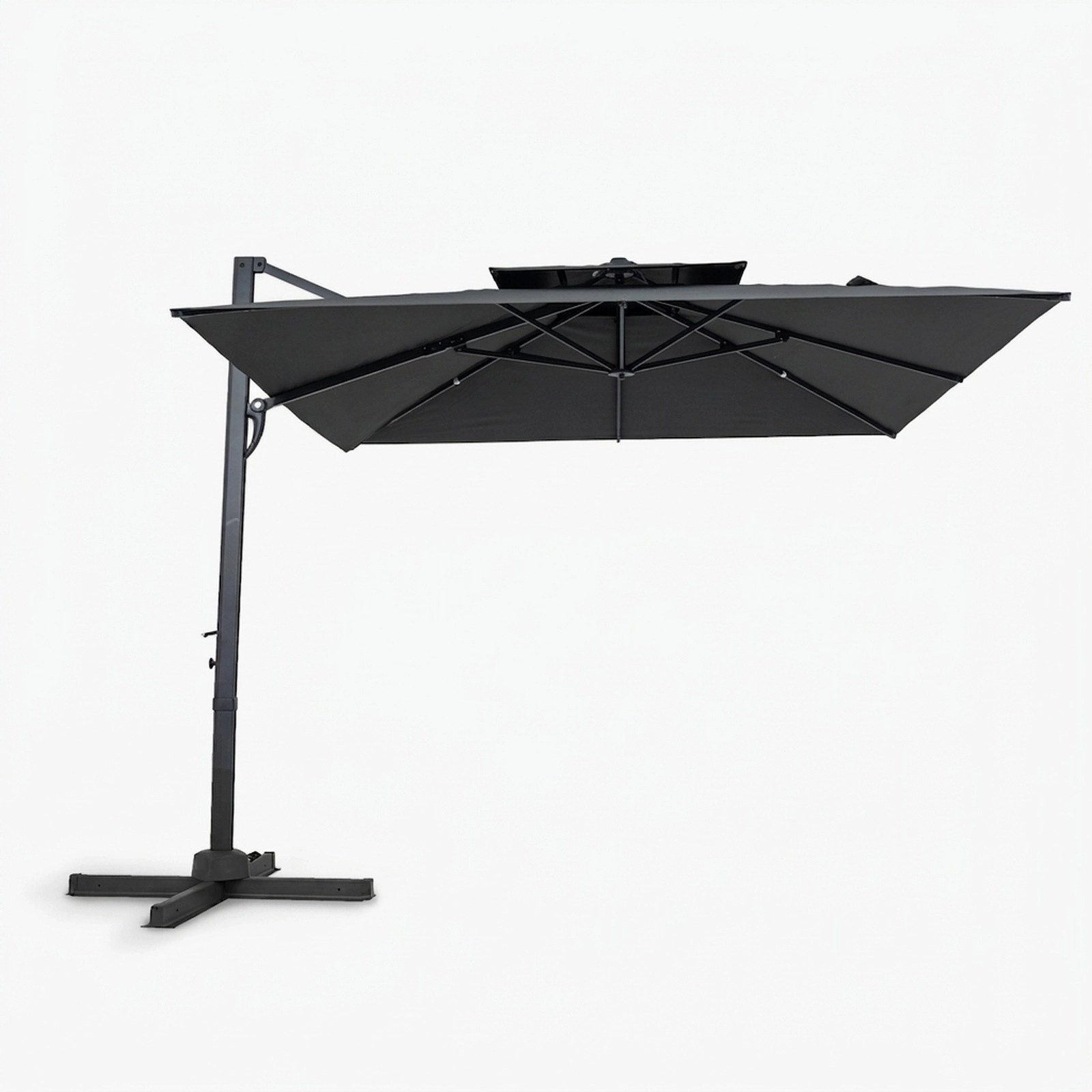 SUGIFT 10-ft Gray Offset Cantilever Patio Umbrella with Aluminum Pole and Cross Base