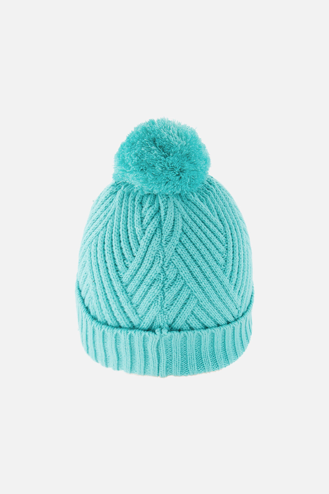 Deux par Deux Girls Chevron-Textured Winter Knit Hat with Pompom