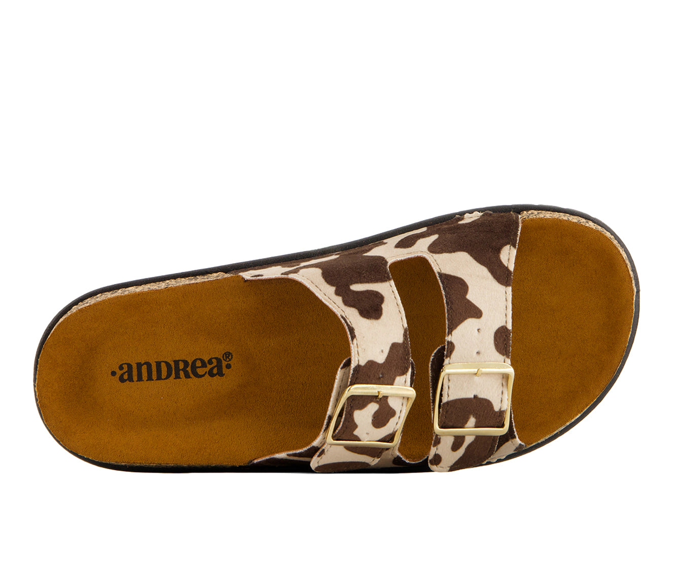 Andrea Womens Cowhide Print Footbed Sandals