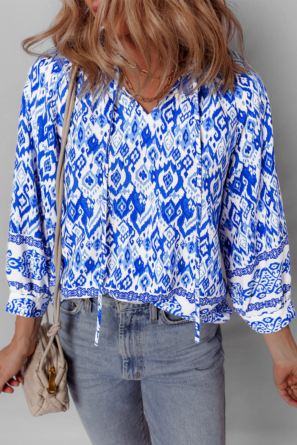 Threaded Pear Women's Anne 4 Sleeve Tied Blouse