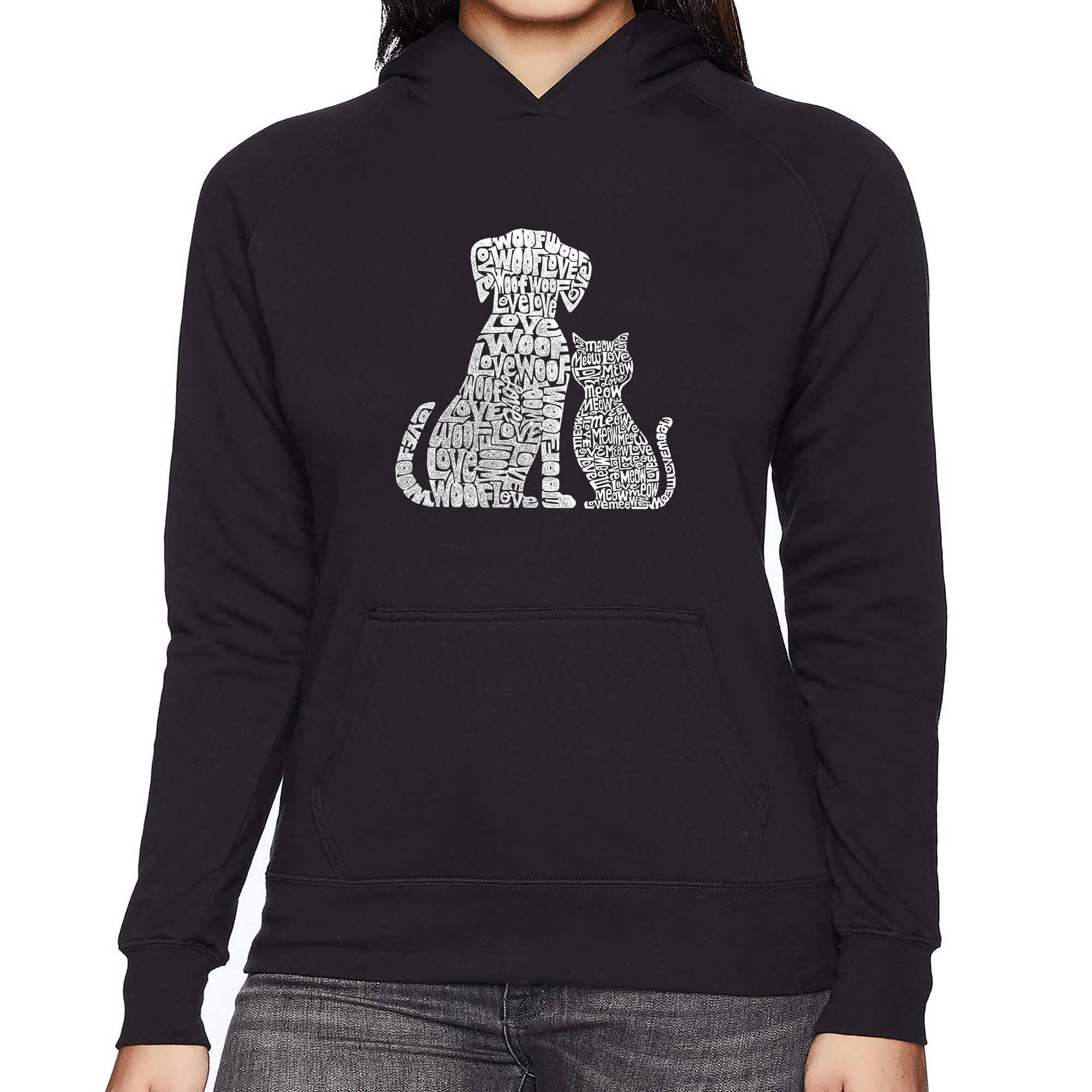 LA Pop Art Dogs and Cats - Women's Word Hooded Sweatshirt
