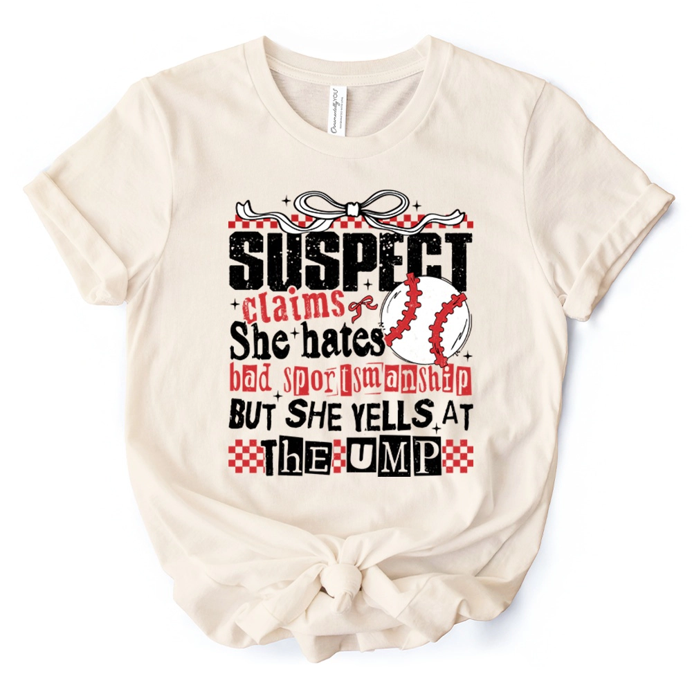 OrnamentallyYou Womens Baseball Suspect Claims Fun T-Shirt