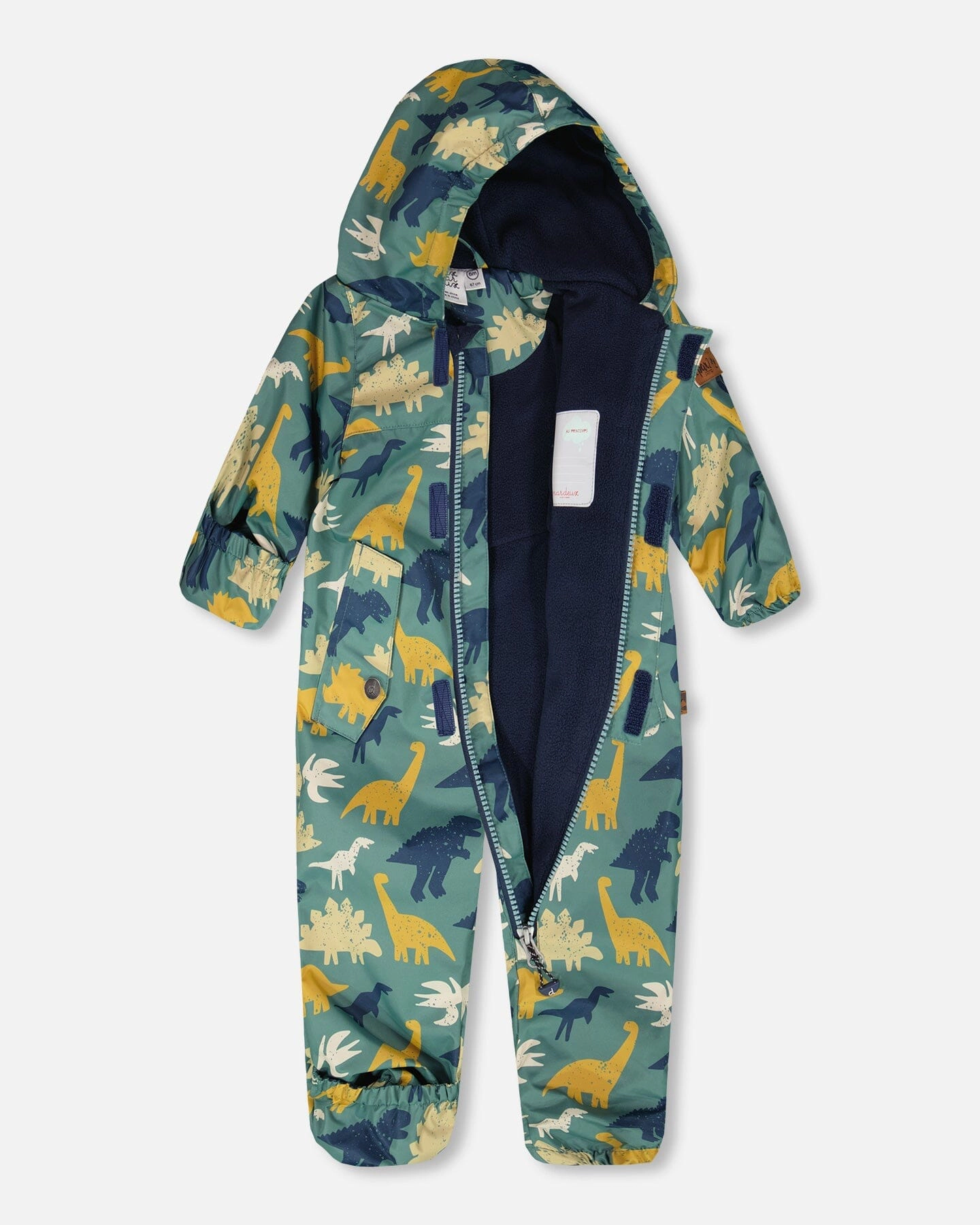 Deux par Deux Boys Mid-Season One-Piece Outerwear with Hat Dinosaur Print