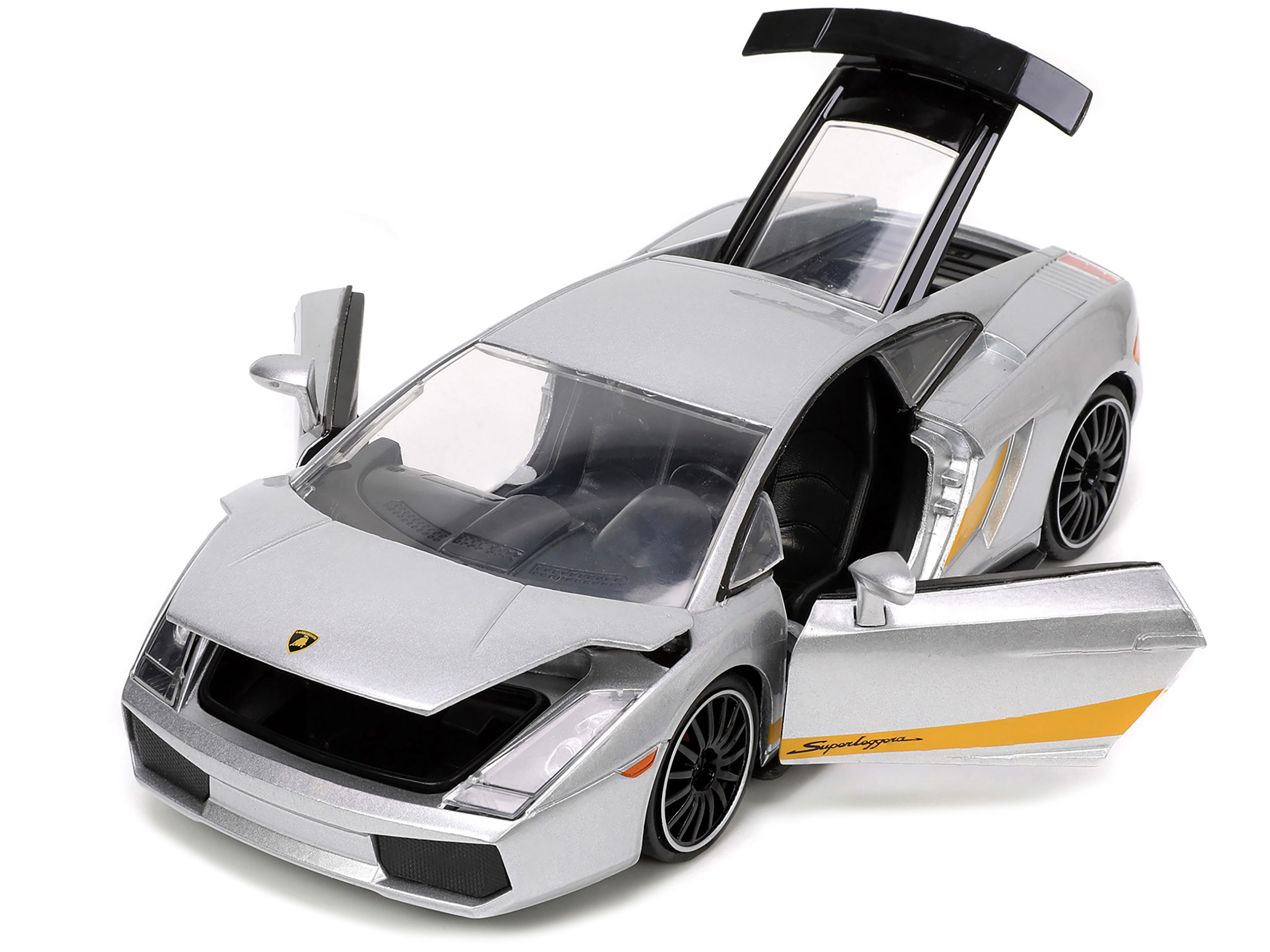 Jada Lamborghini Gallardo Superleggera Silver Metallic with Yellow Stripes "Hyper-Spec" Series 1/24 Diecast
