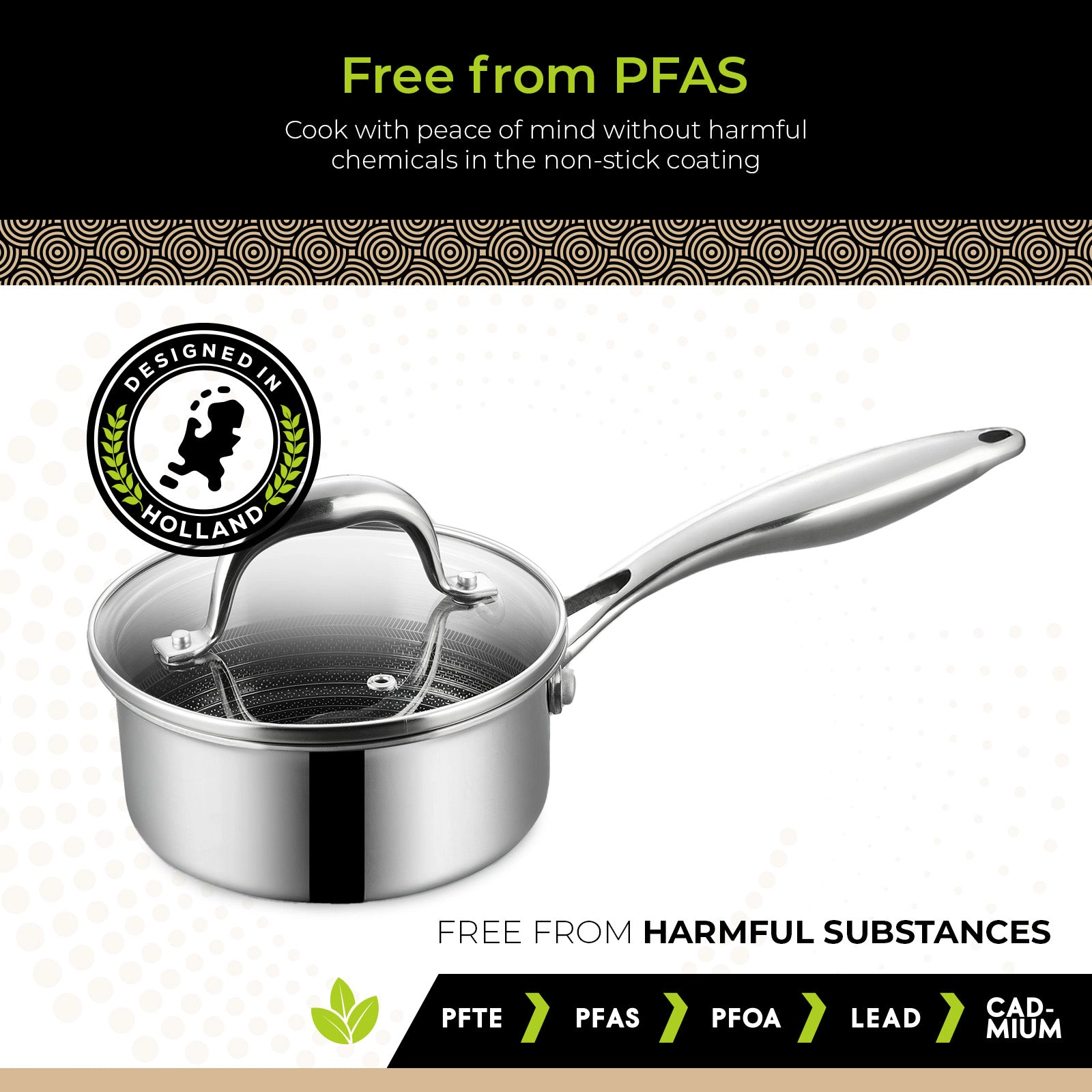 BE - LIVING CIRCLAD Series 2-Quart Hybrid Nonstick Saucepan with Lid 7”