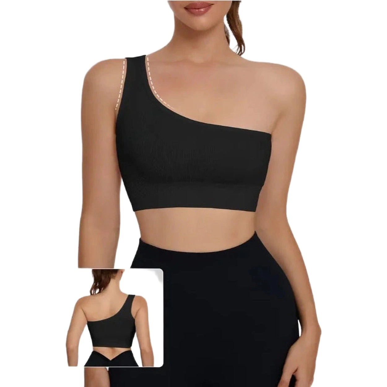 Sol Living Womens Cropped Tank Top One-Shoulder Seamless