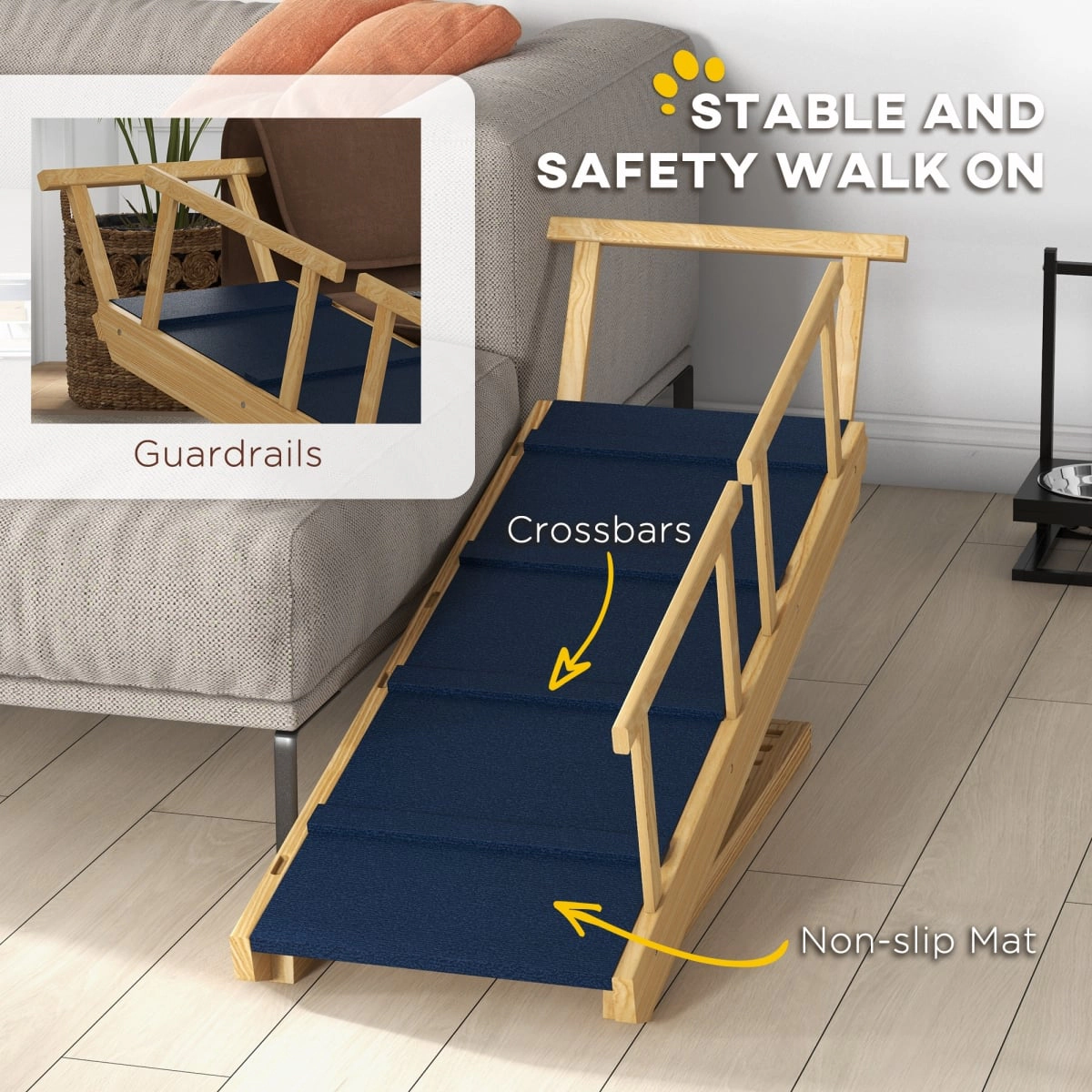 212 Main Paw Hut Adjustable Height Dog Ramp with Non-Slip Mat for All Dogs