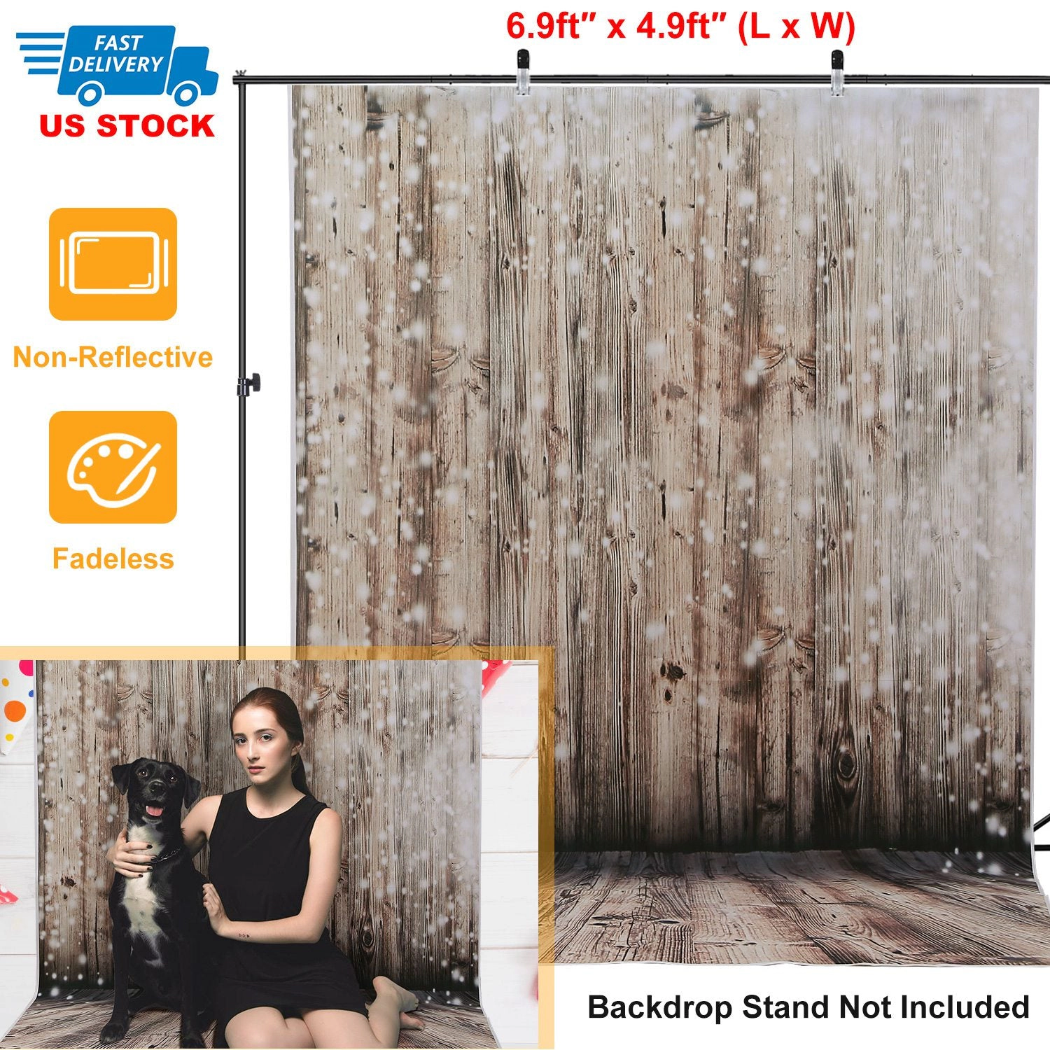 GBruno 5x7FT Wood Floor Photography Backdrop