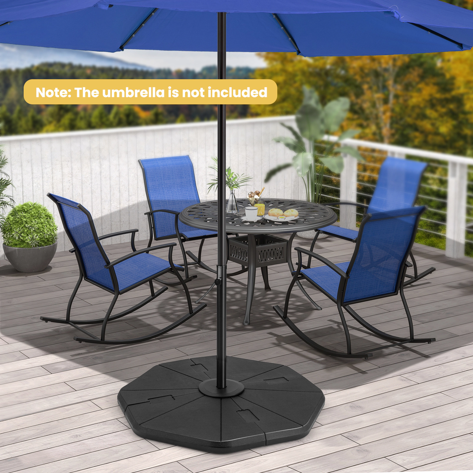 Slickblue 4 Piece Patio Umbrella Weight Base Set for Offset Umbrella Cross Frame Black