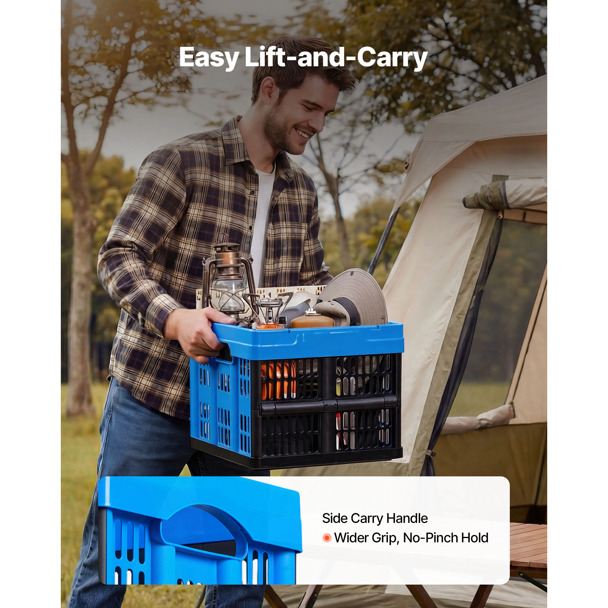 HONGGE Plastic Collapsible Storage Bins 3 Packs Stackable Folding Storage Crates with Handles Holds Per Bin Foldable
