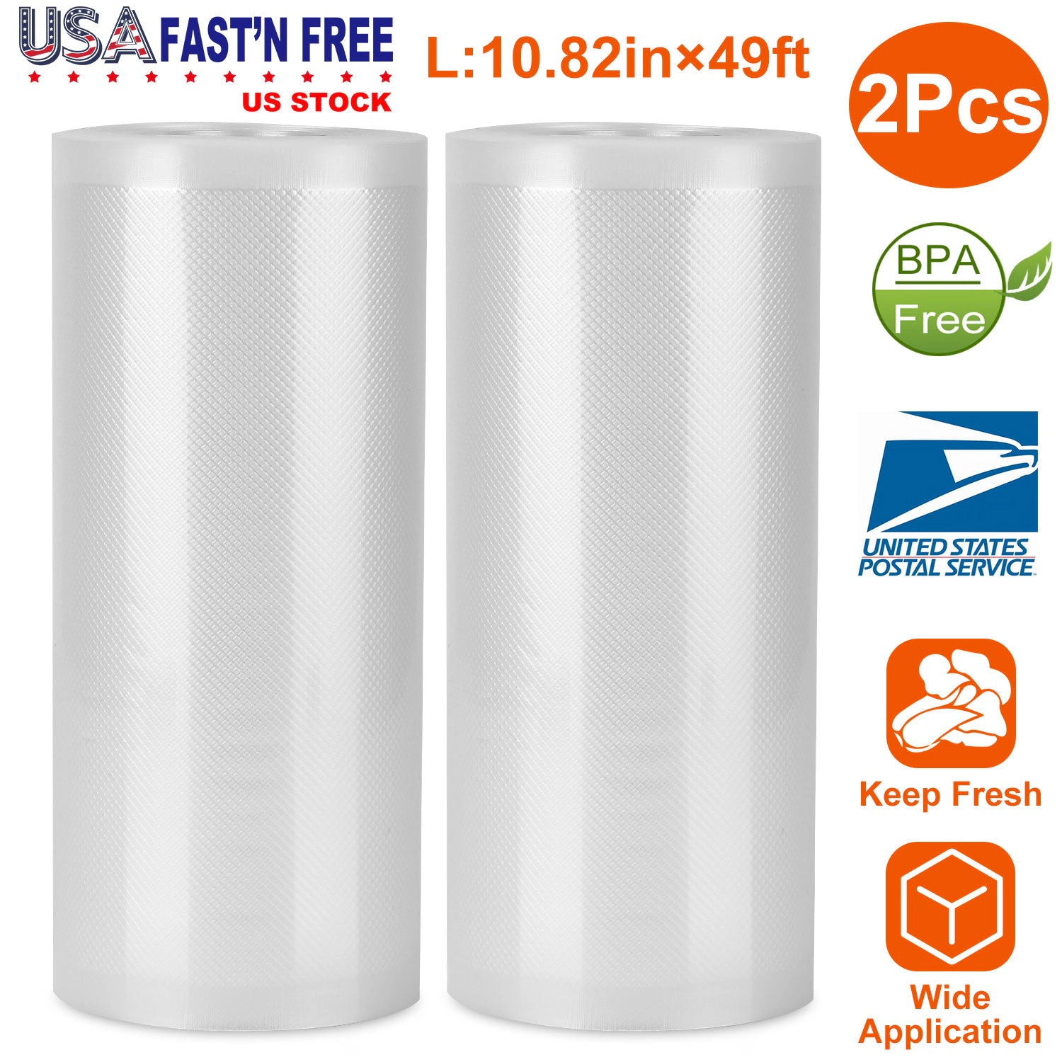 GBruno BPA-Free Vacuum Sealer Bags 7.67x49ft 2-Pack