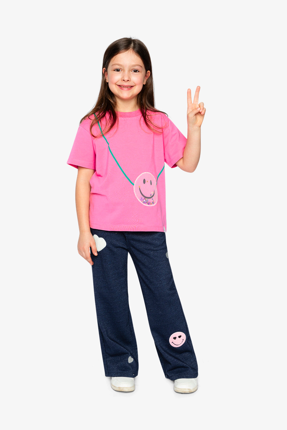 Deux par Girls Sequin Smiley Jersey T-Shirt