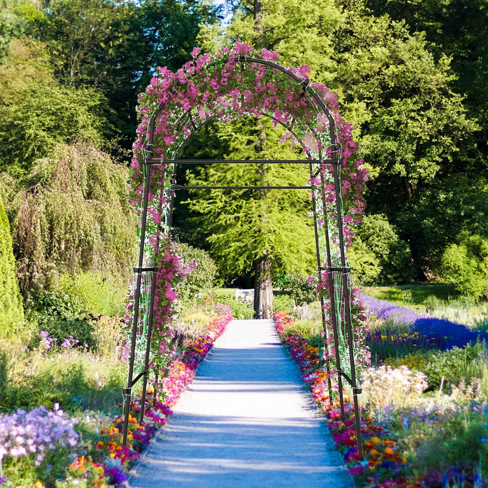 LJG 7.5 Feet Garden Arch Trellis with PE Coated Metal Structure