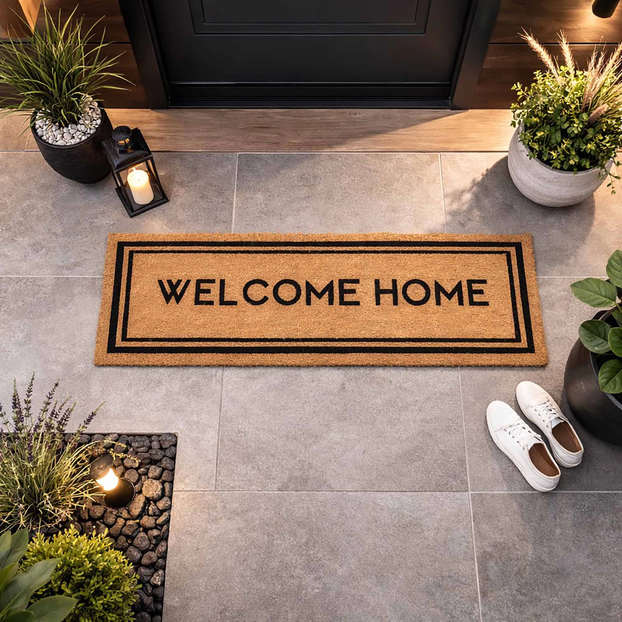 Evideco French Home Goods Natural Welcome Home Coir Doormat 48 x 18 Inches