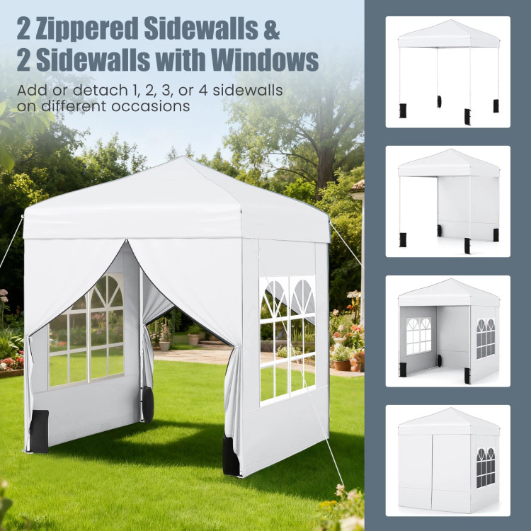 Hivvago Pop-Up Shade Tent 6.5×6.5 FT with Sidewall Set and Wheel-Equipped Bag