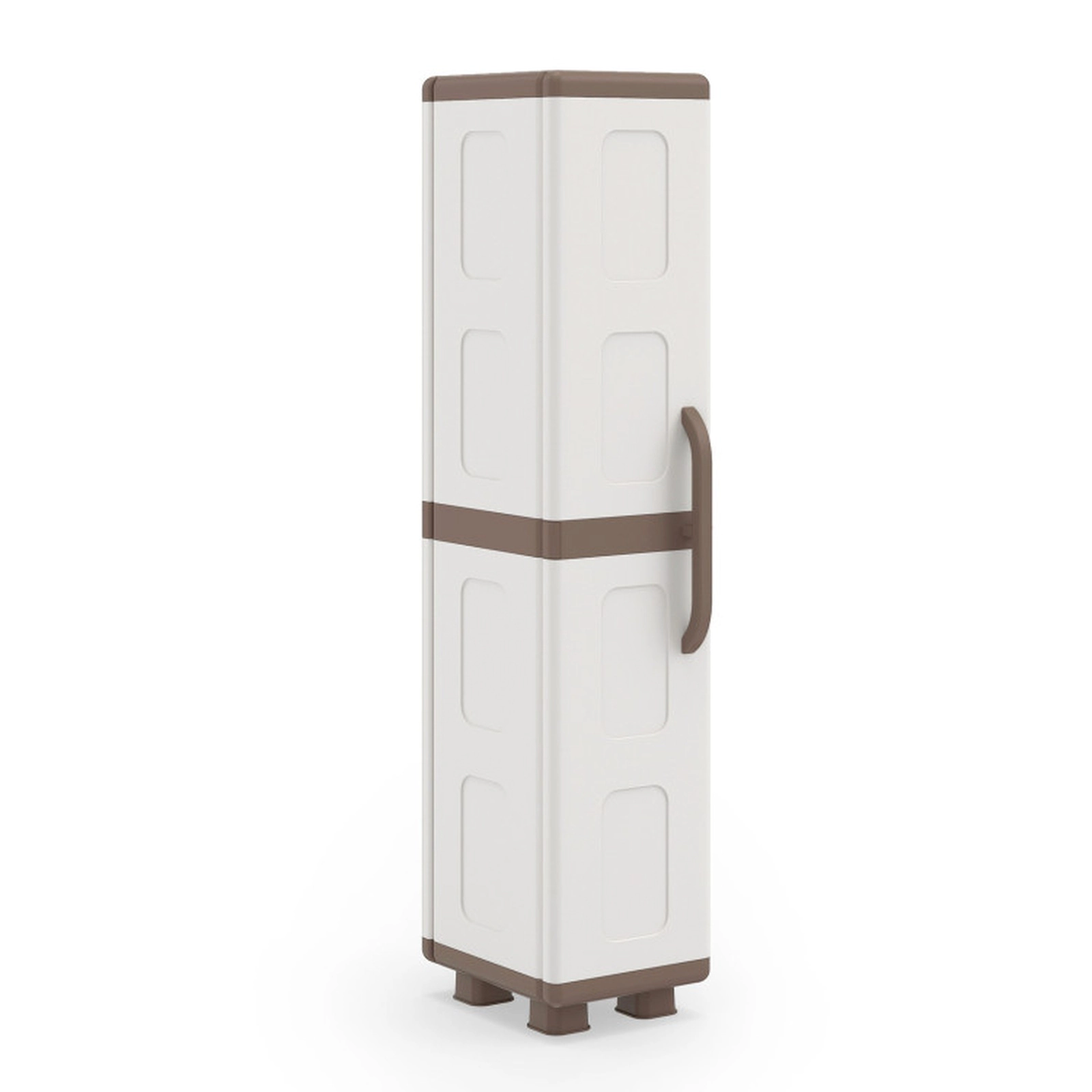 SUGIFT 70-in Tall 14-in Wide 55-lb Shelf Beige PP Plastic Pantry Cabinet with 5 Tiers and Single Door
